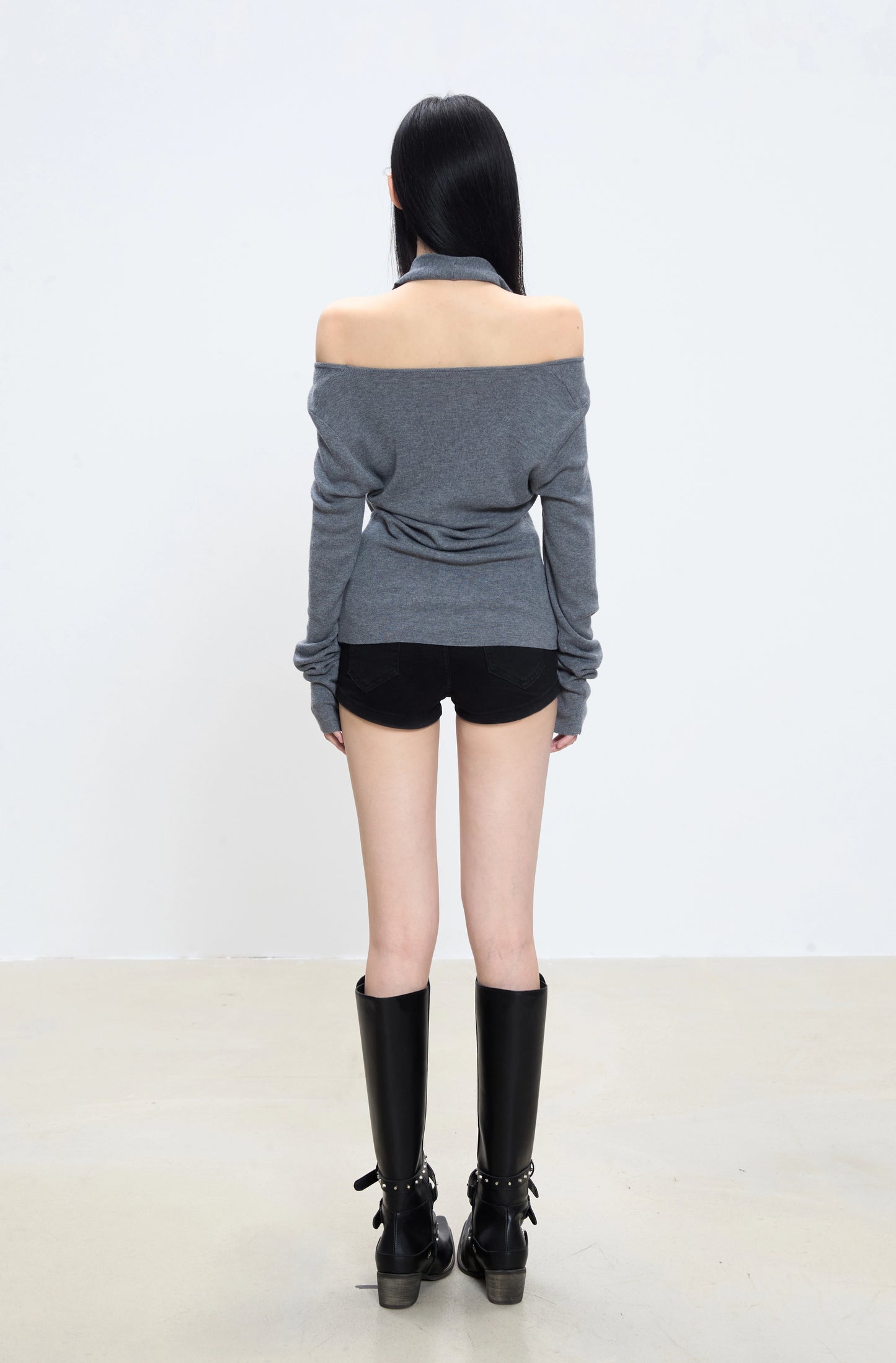 Lina Drape Off-Shoulder Knit Top