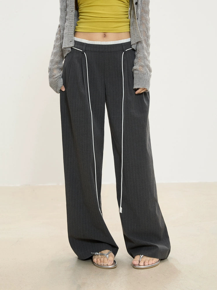Vera Contrast Trim Wide-Leg Pants
