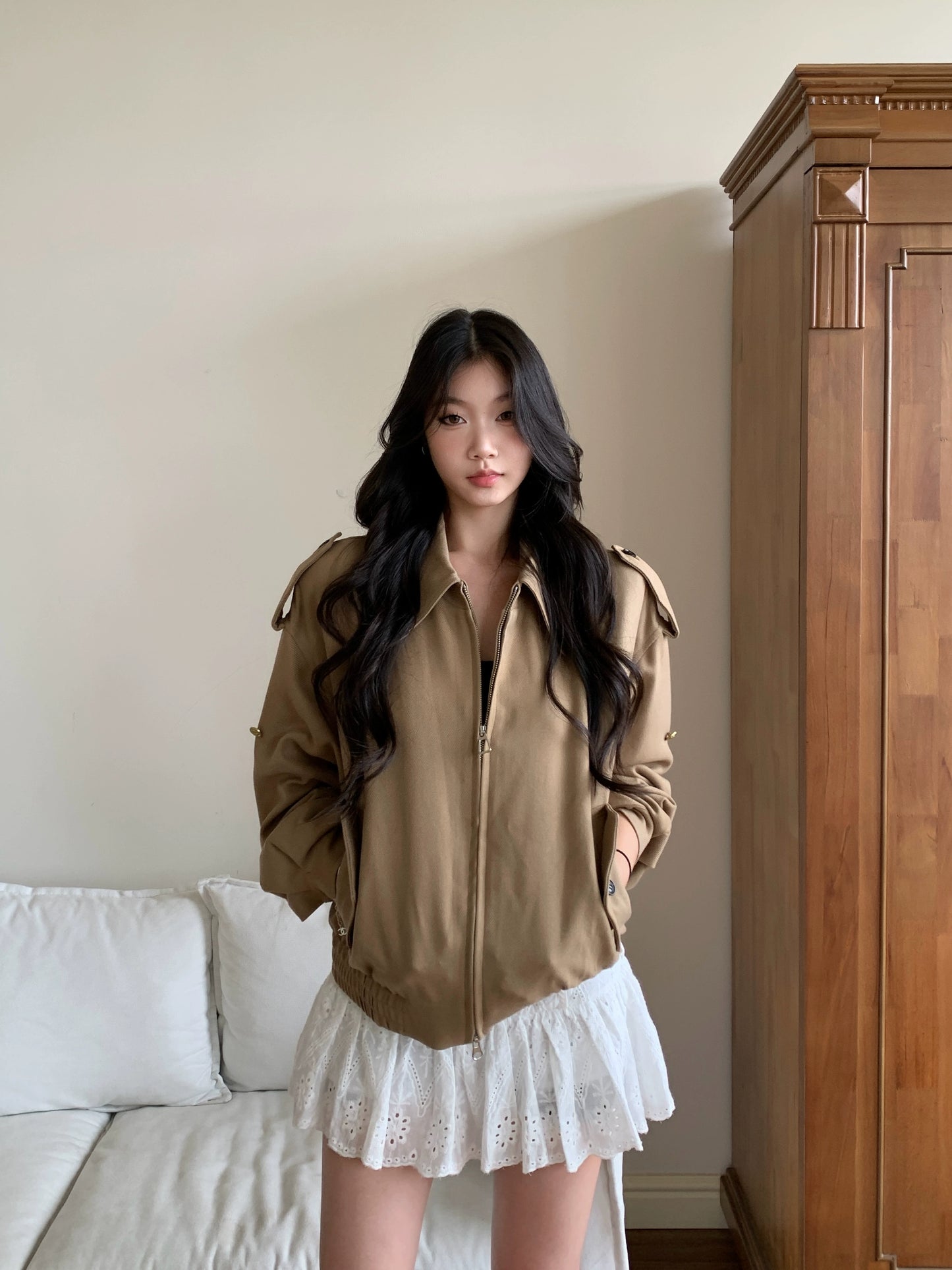 Alessia Relaxed Collar Zip-Up Jacket