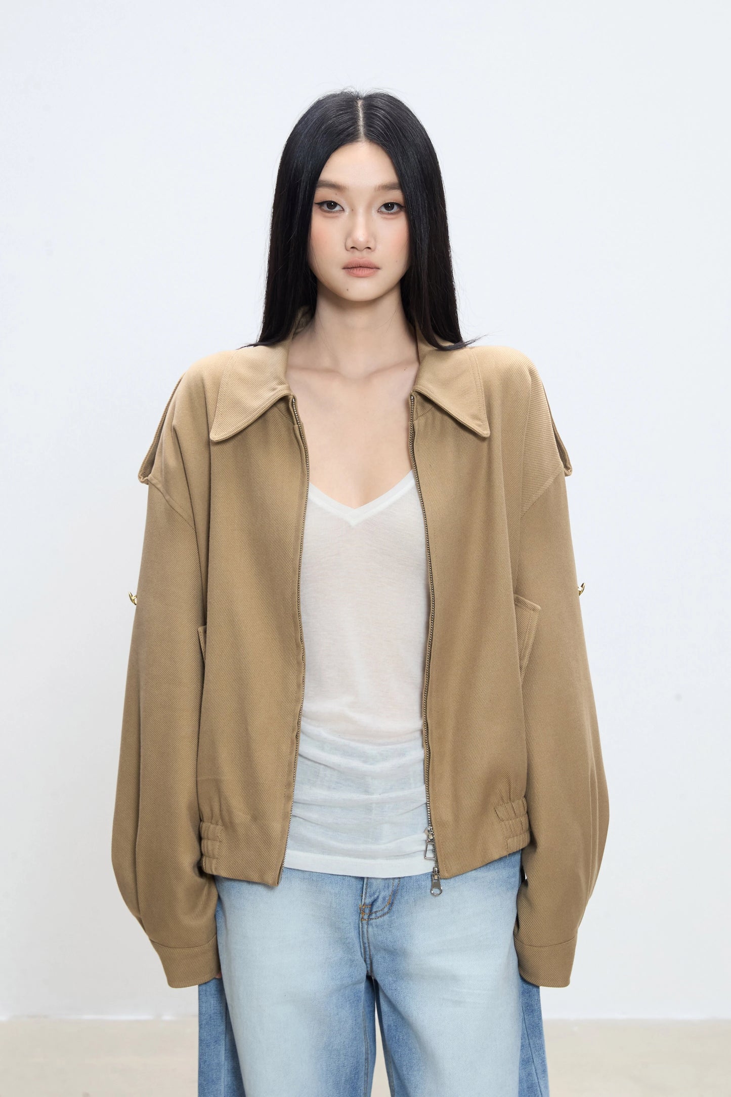 Alessia Relaxed Collar Zip-Up Jacket