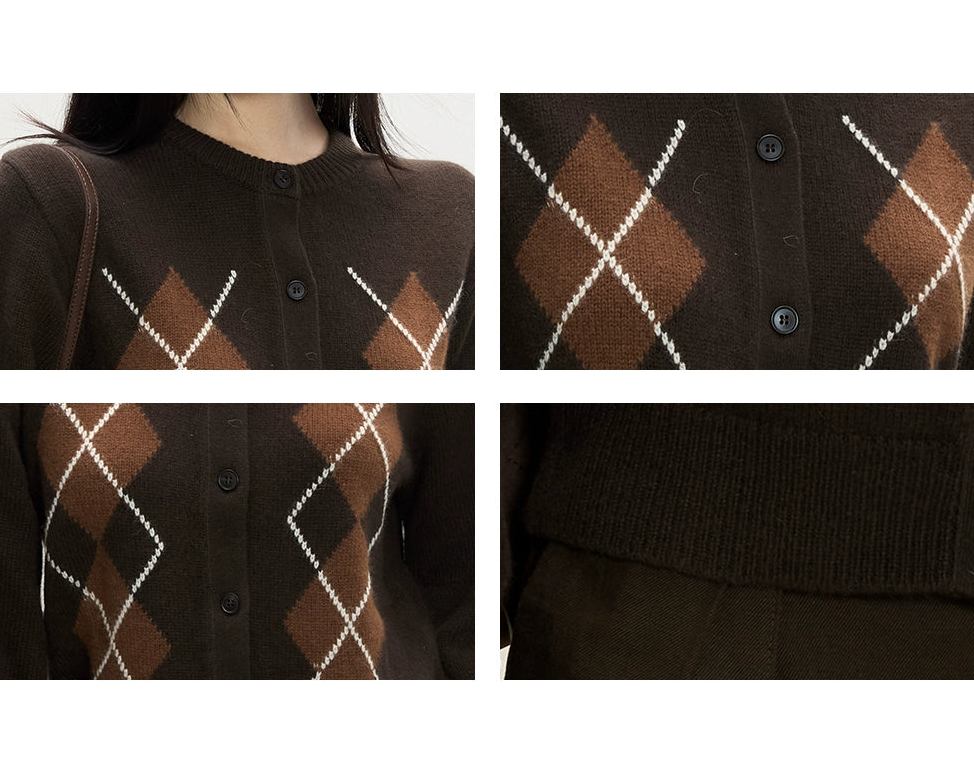 Argyle Knit Cardigan