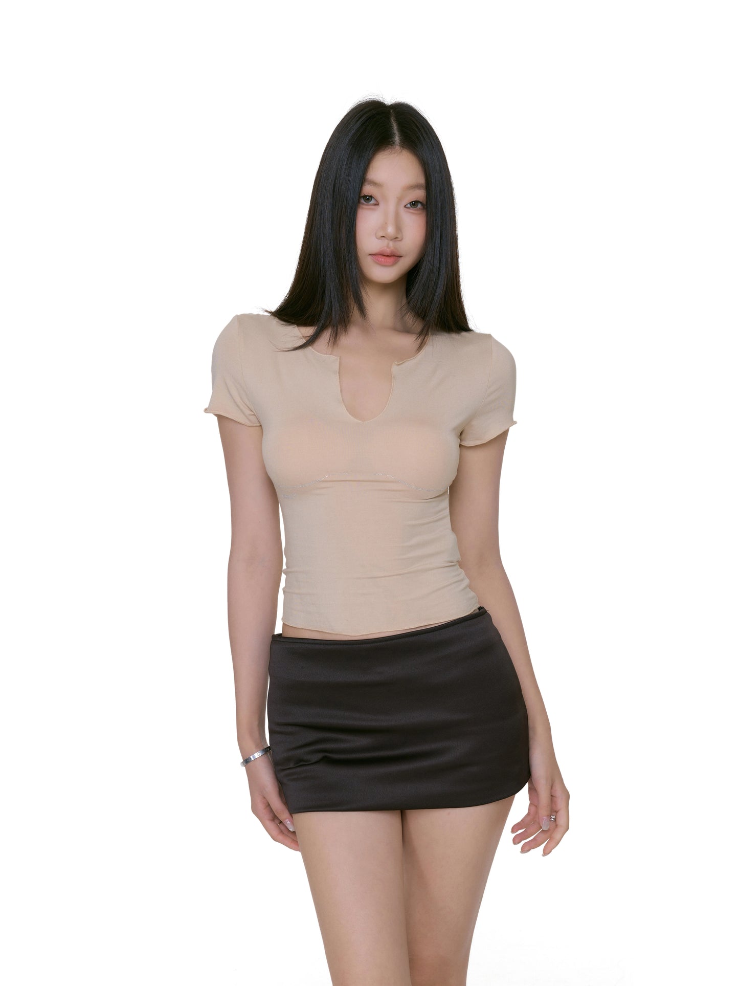 Nia Notch-Neck Fitted Tee
