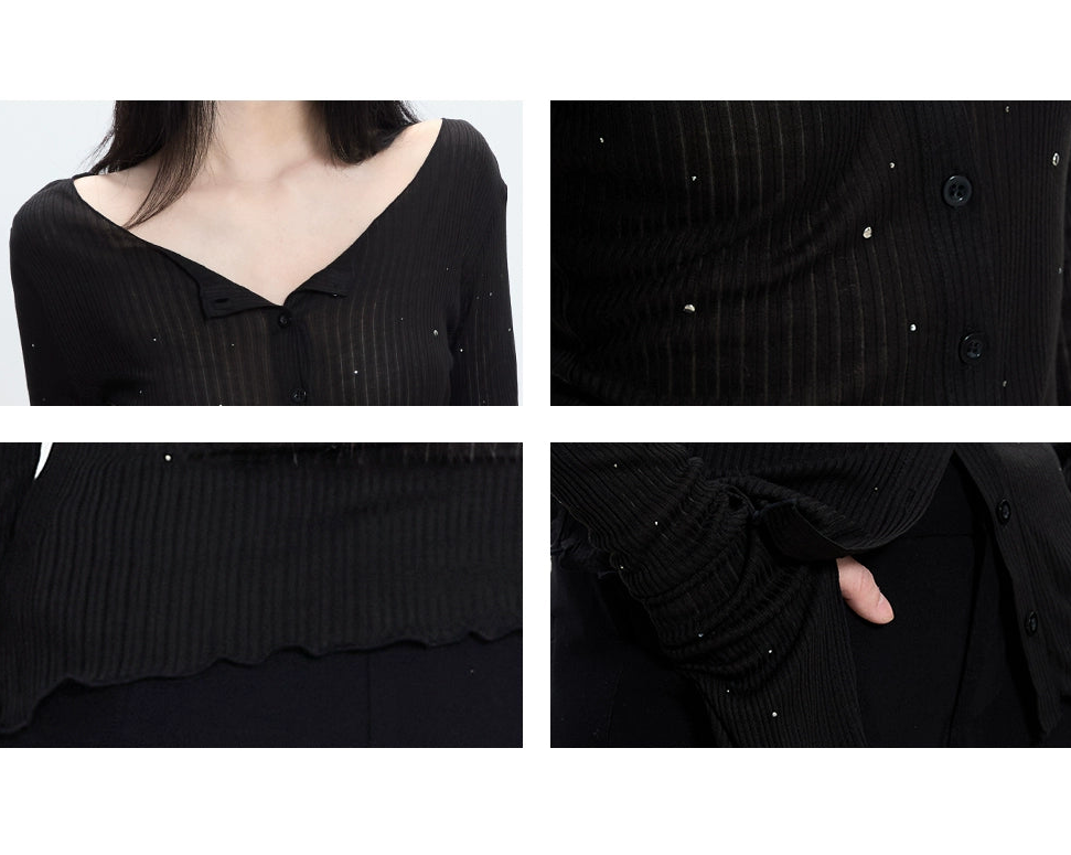 Elara Off-Shoulder Ribbed Button-Up Top