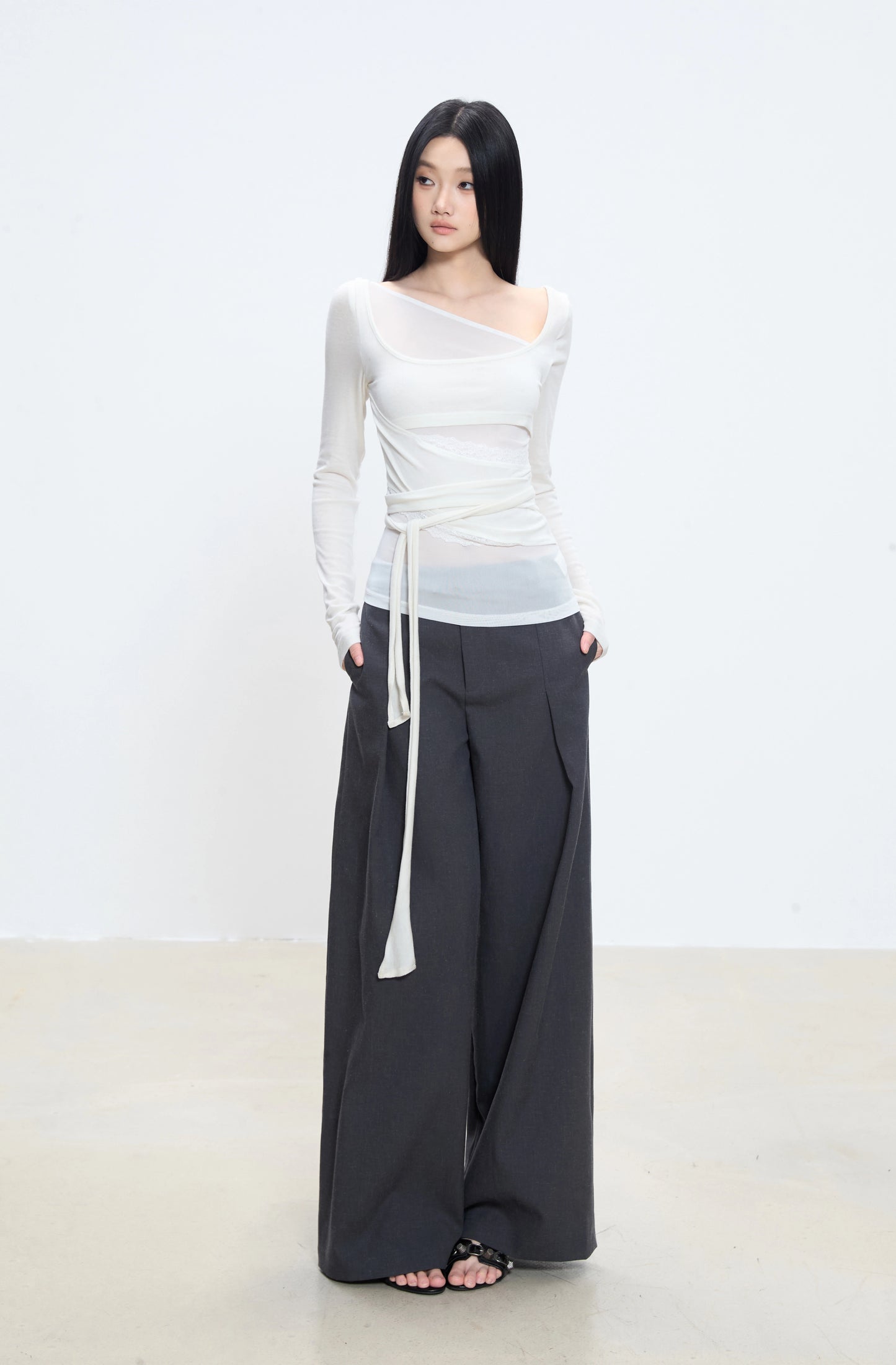 Isola Asymmetrical Wrap Long Sleeve Top