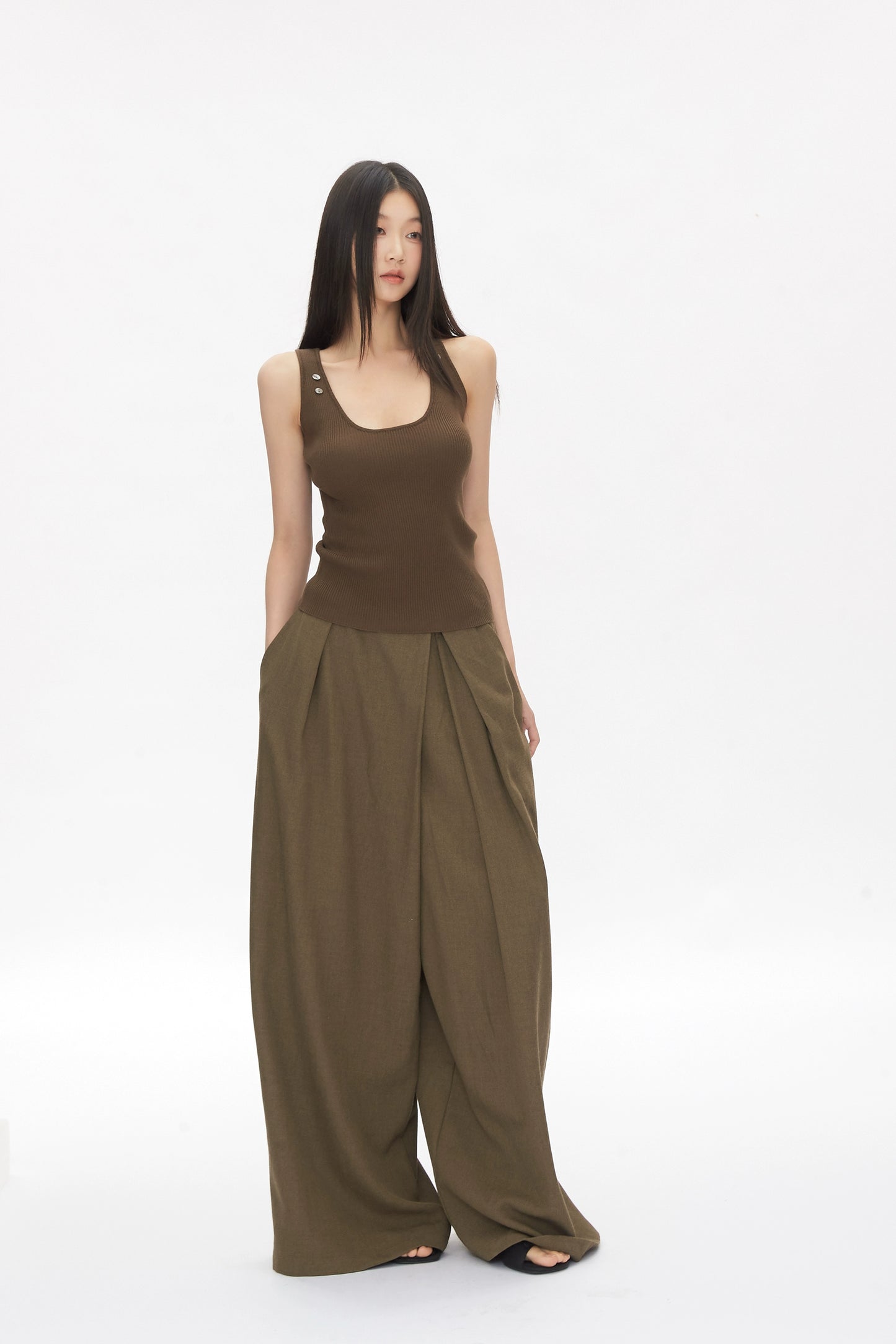 Kael Ribbed Button Tank
