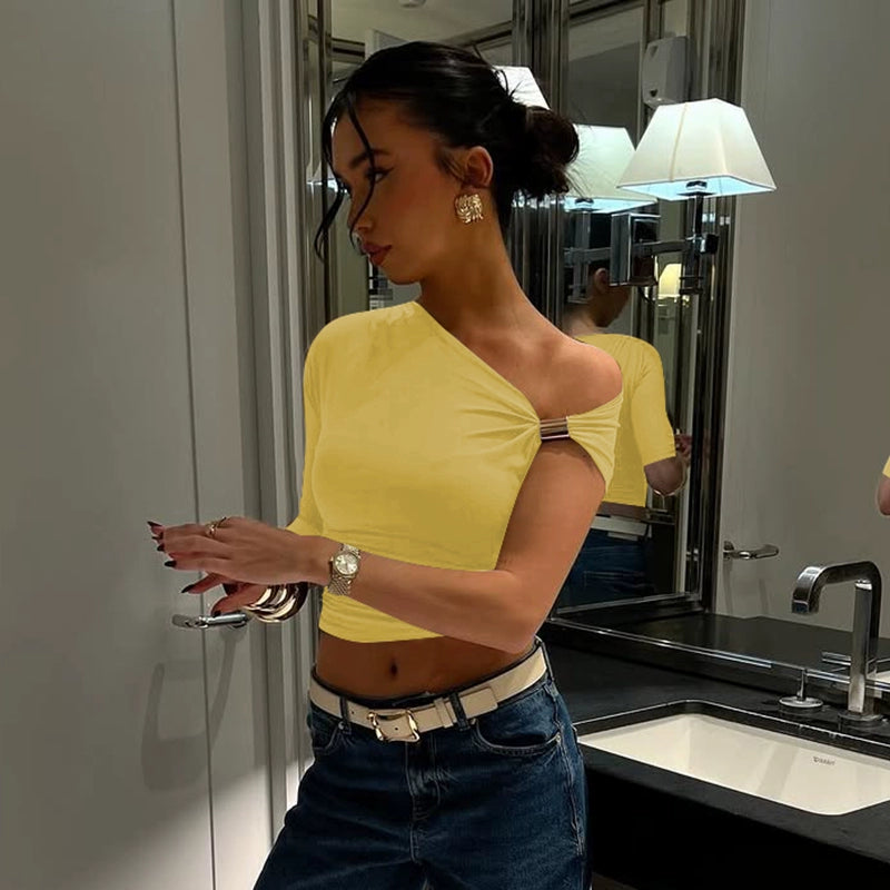 Asymmetric Ring One-Shoulder Top