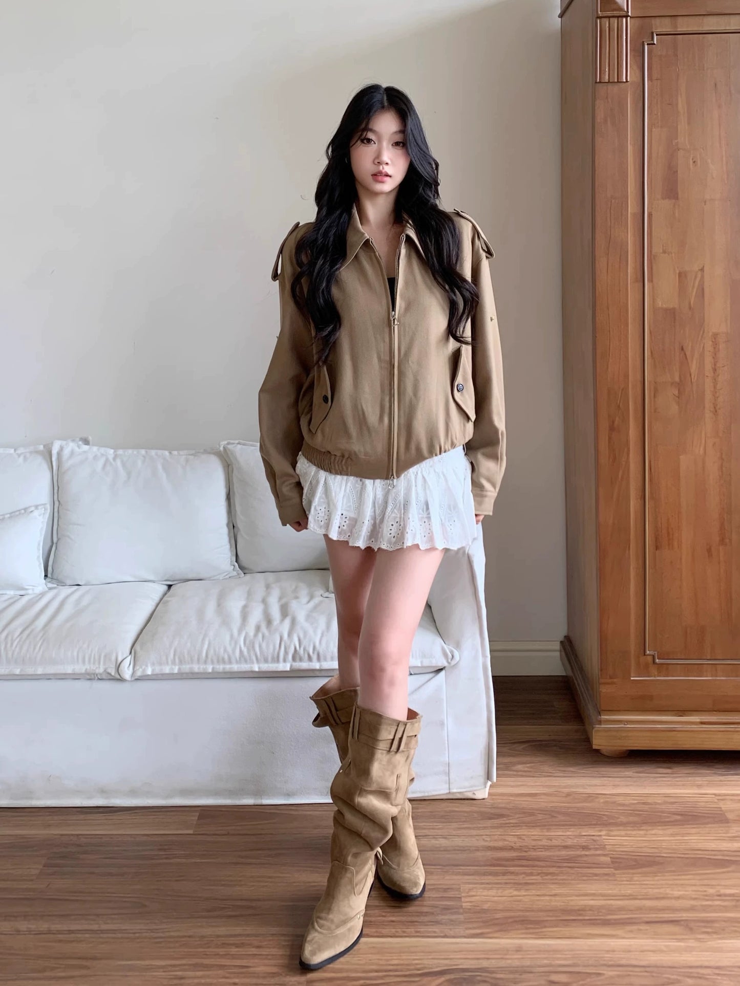 Alessia Relaxed Collar Zip-Up Jacket