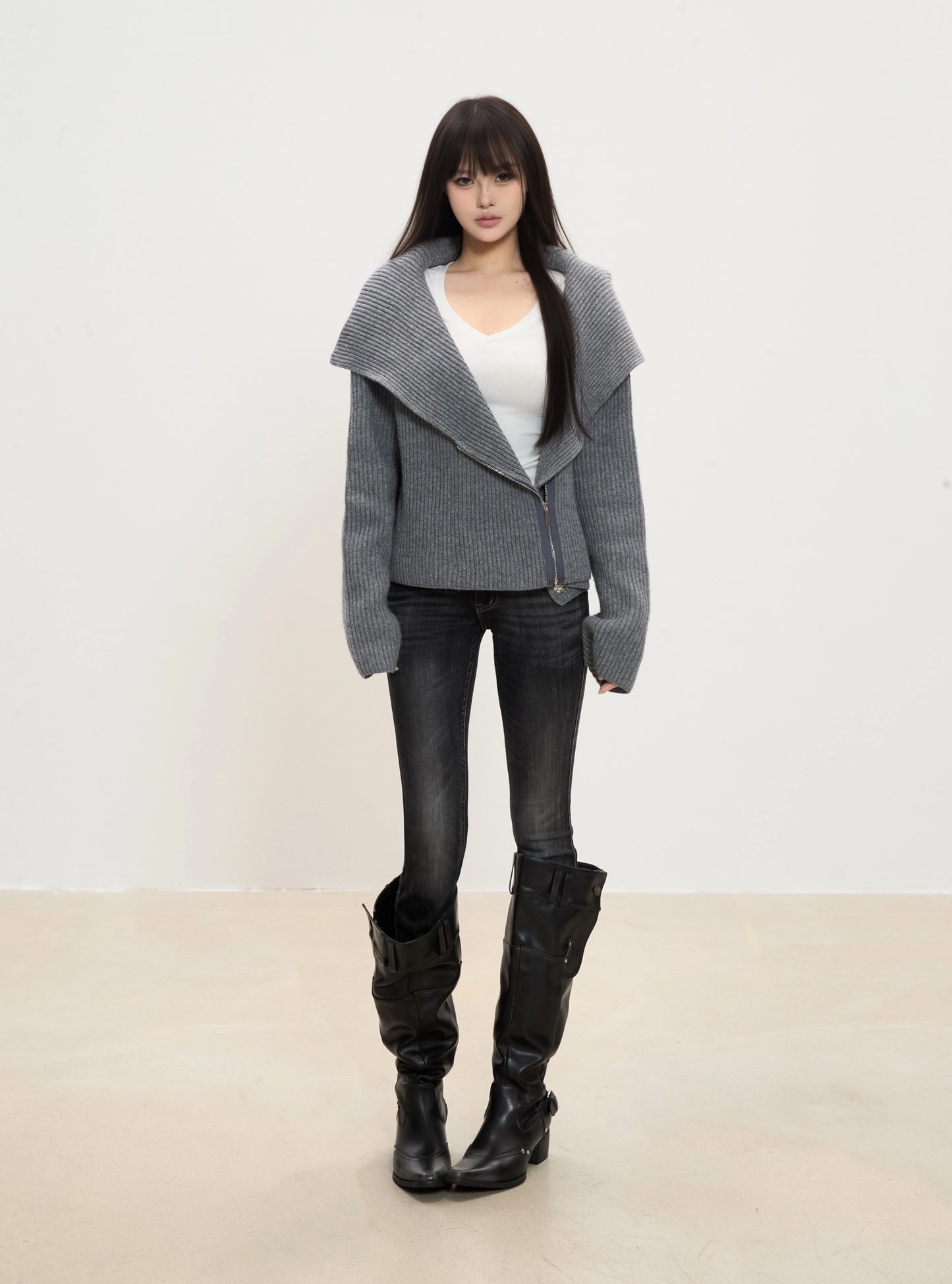 Arden Zip Front Knit Cardigan
