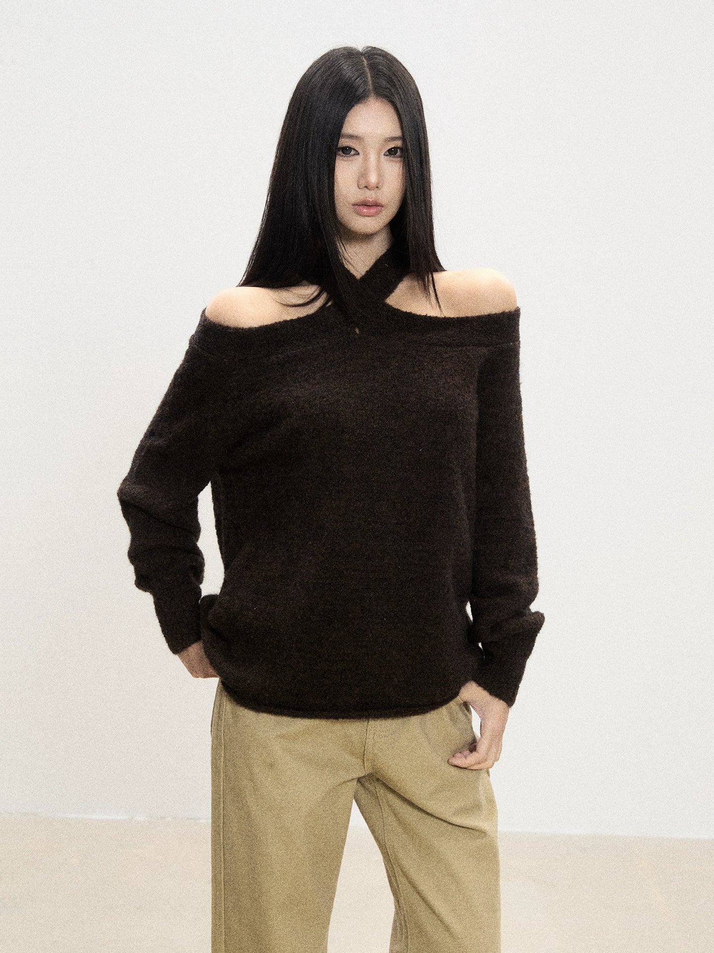 Alina Off-Shoulder Crisscross Sweater
