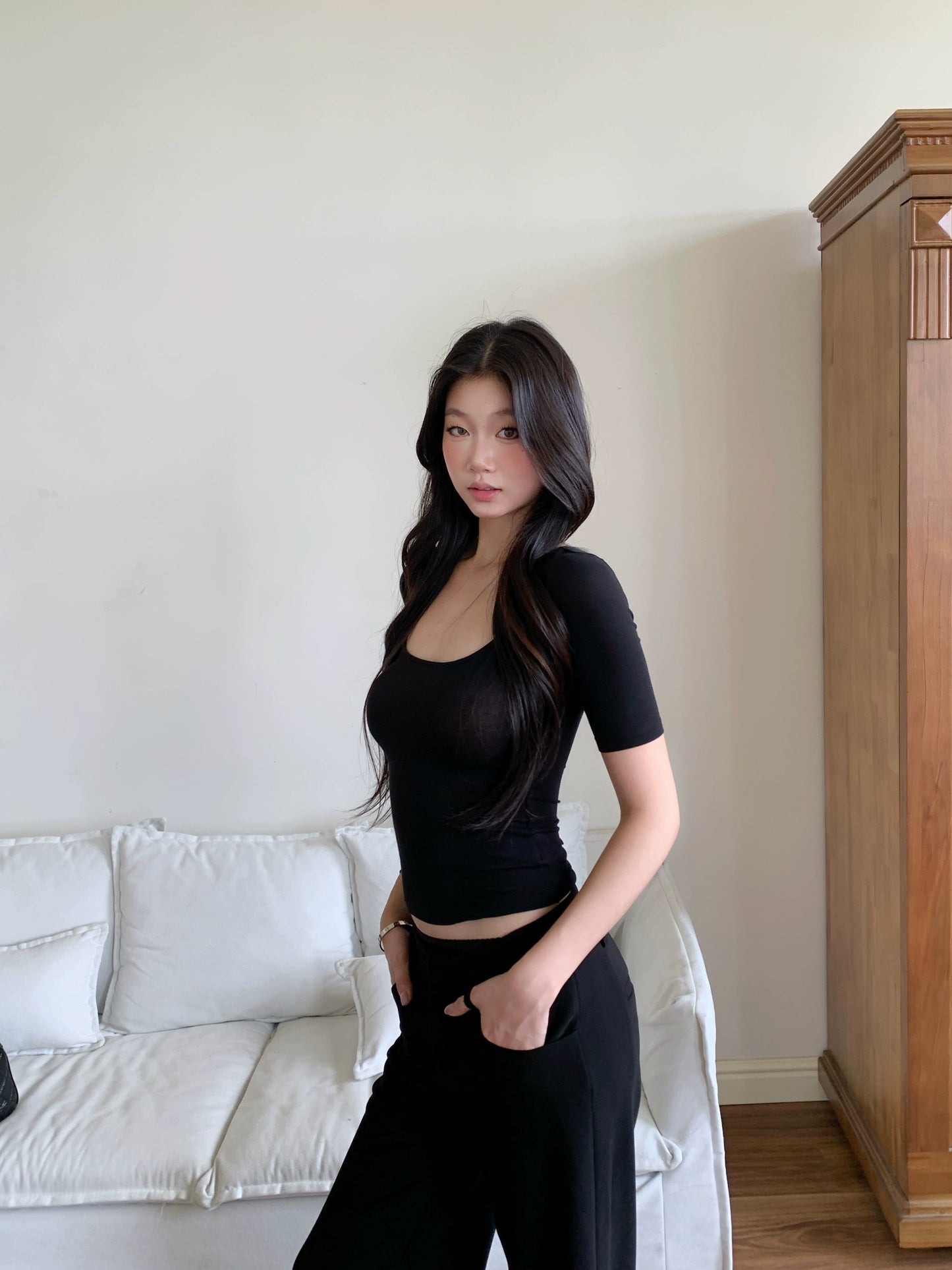 Arden Scoop-Neck Fitted Tee