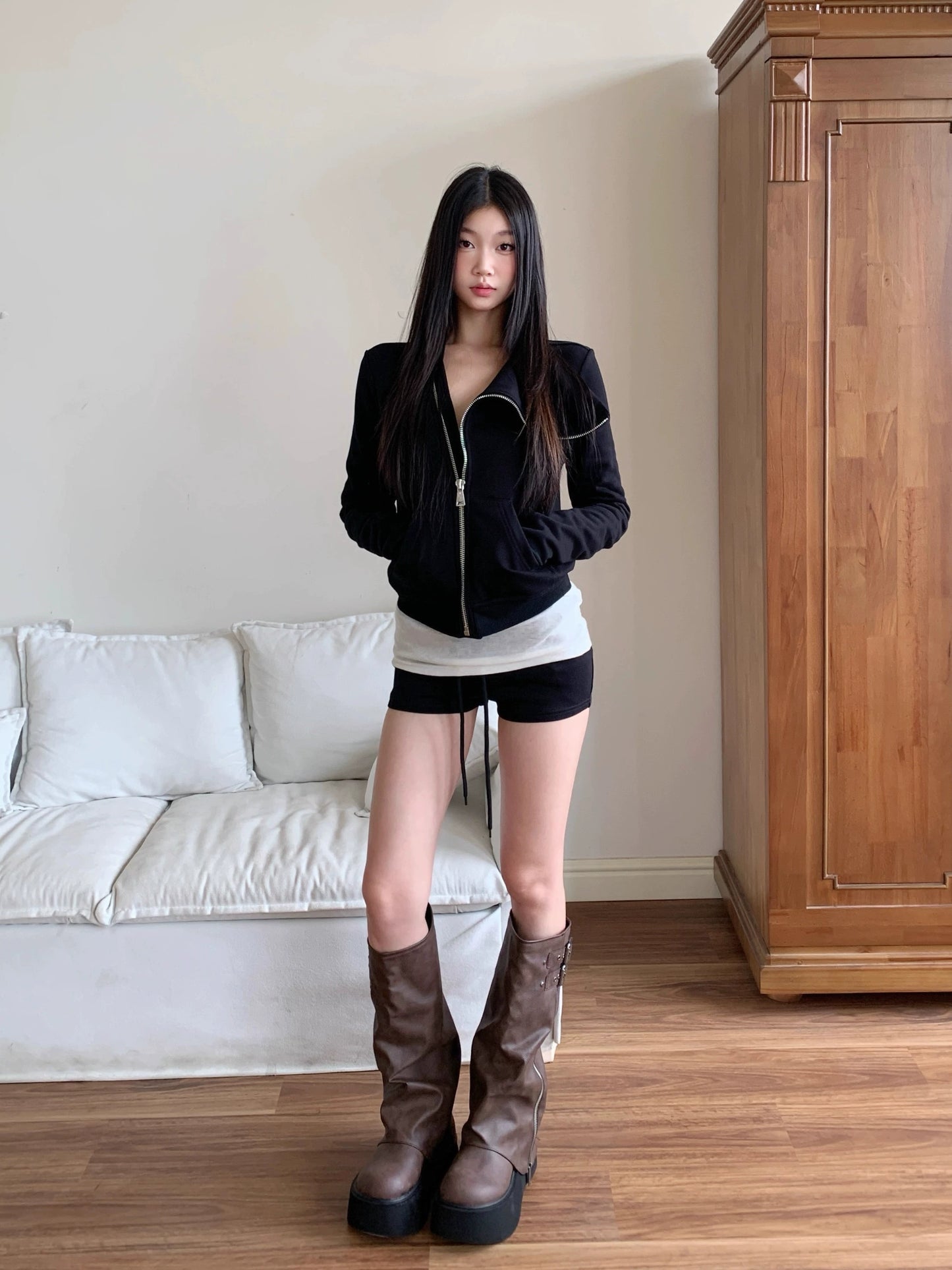 Thalia Asymmetrical Zip Top