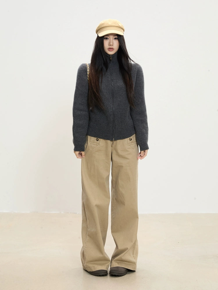 Rhea Button Detail Wide-Leg Pants