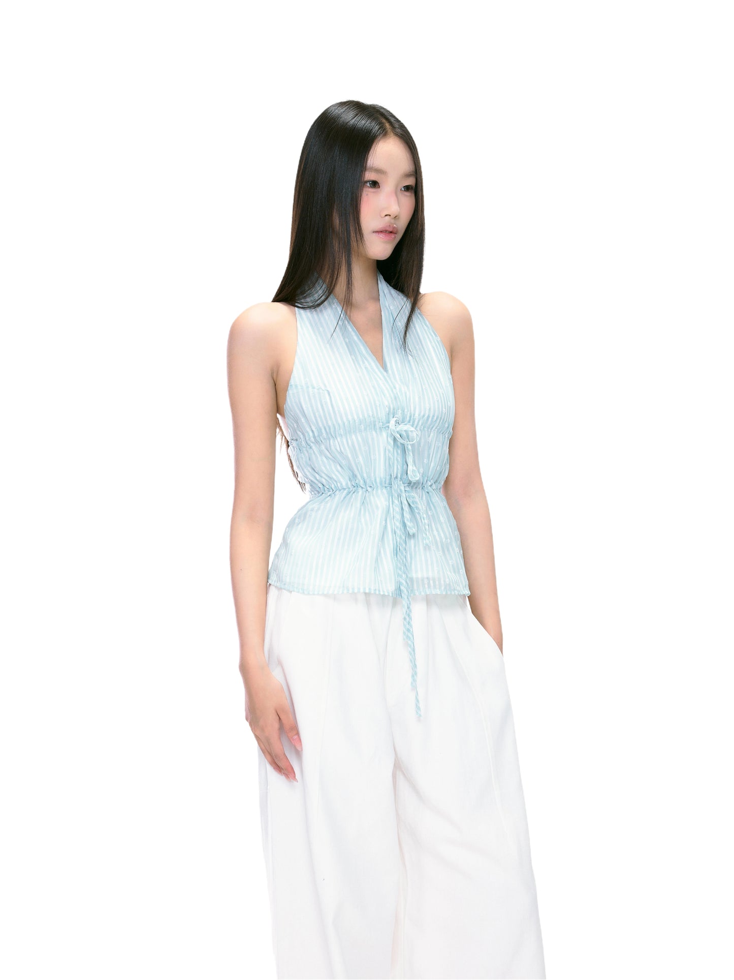 Isla Striped Tie Halter Top