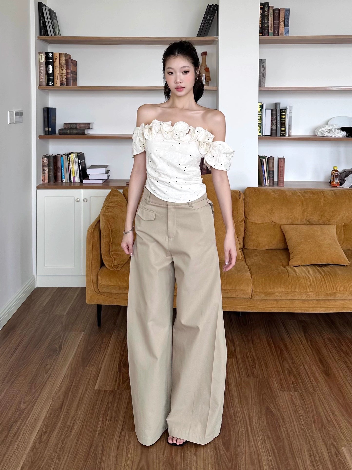 Sofia Ruffle Dot Off-Shoulder Top