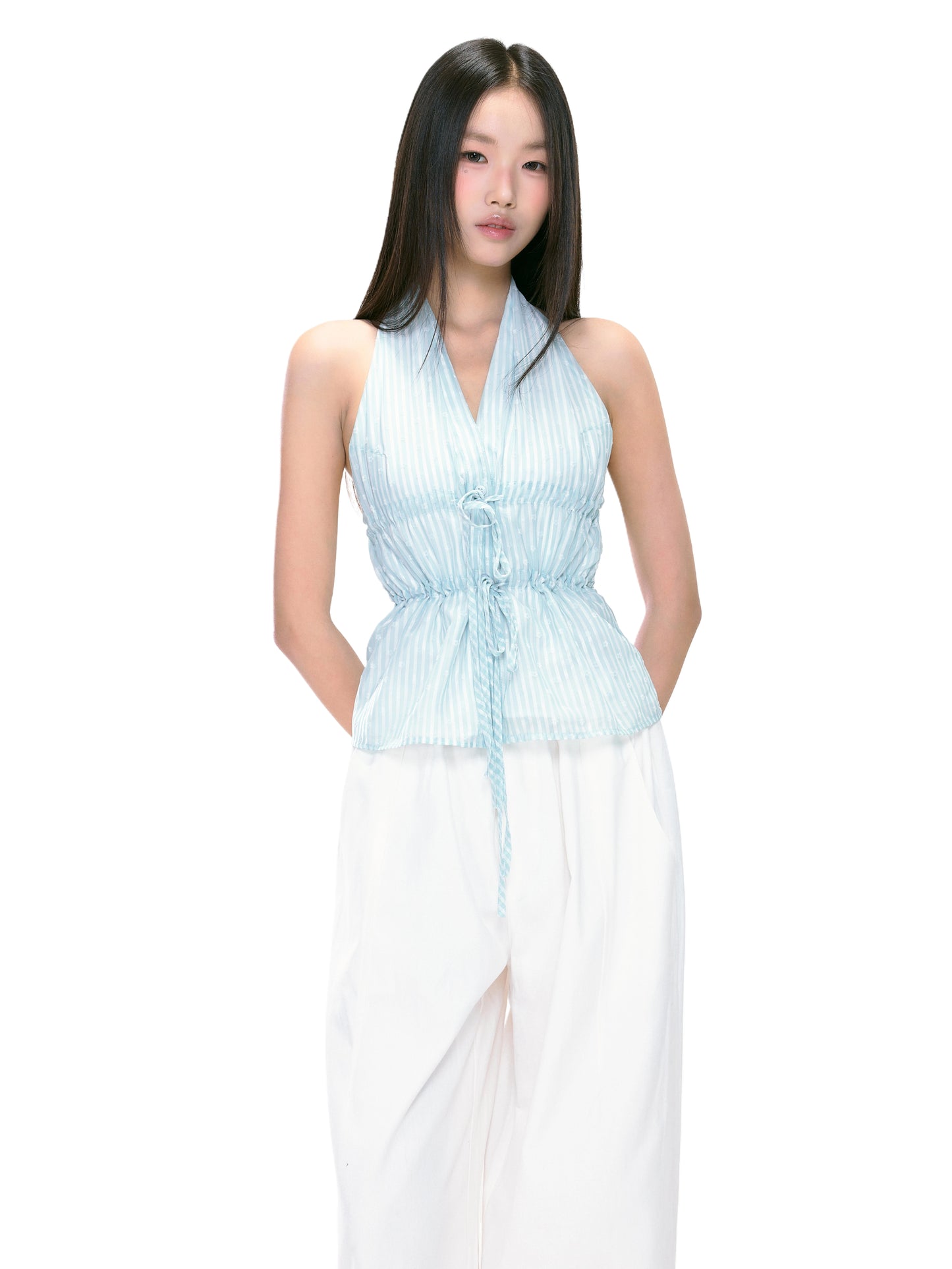 Isla Striped Tie Halter Top