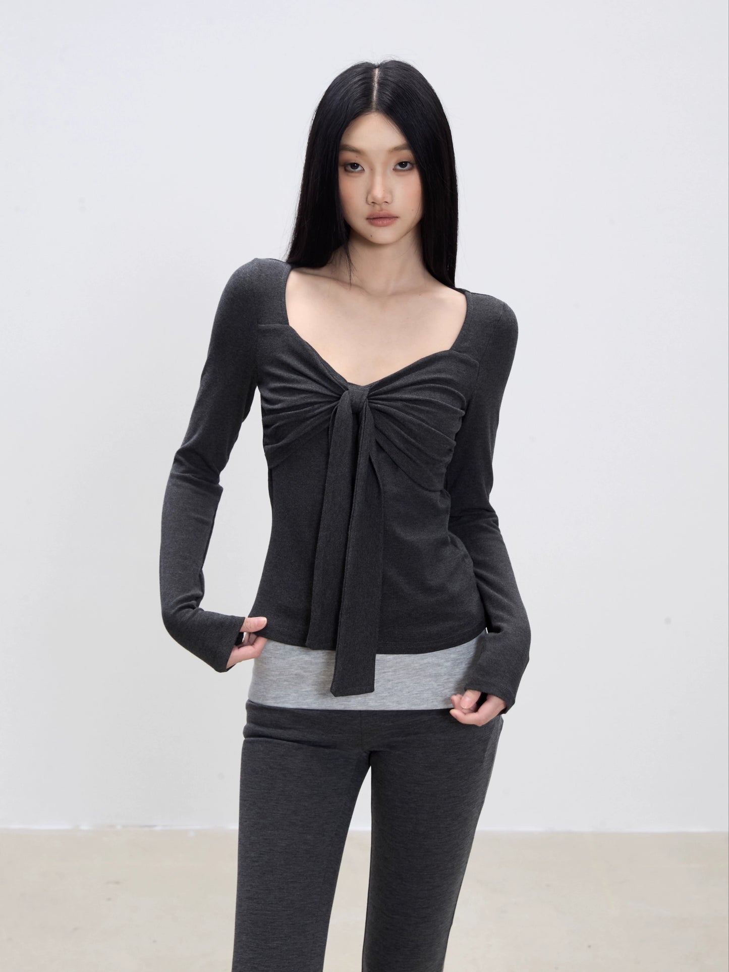 Aila Front Tie Knit Top