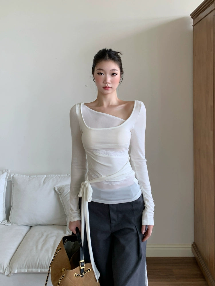 Isola Asymmetrical Wrap Long Sleeve Top
