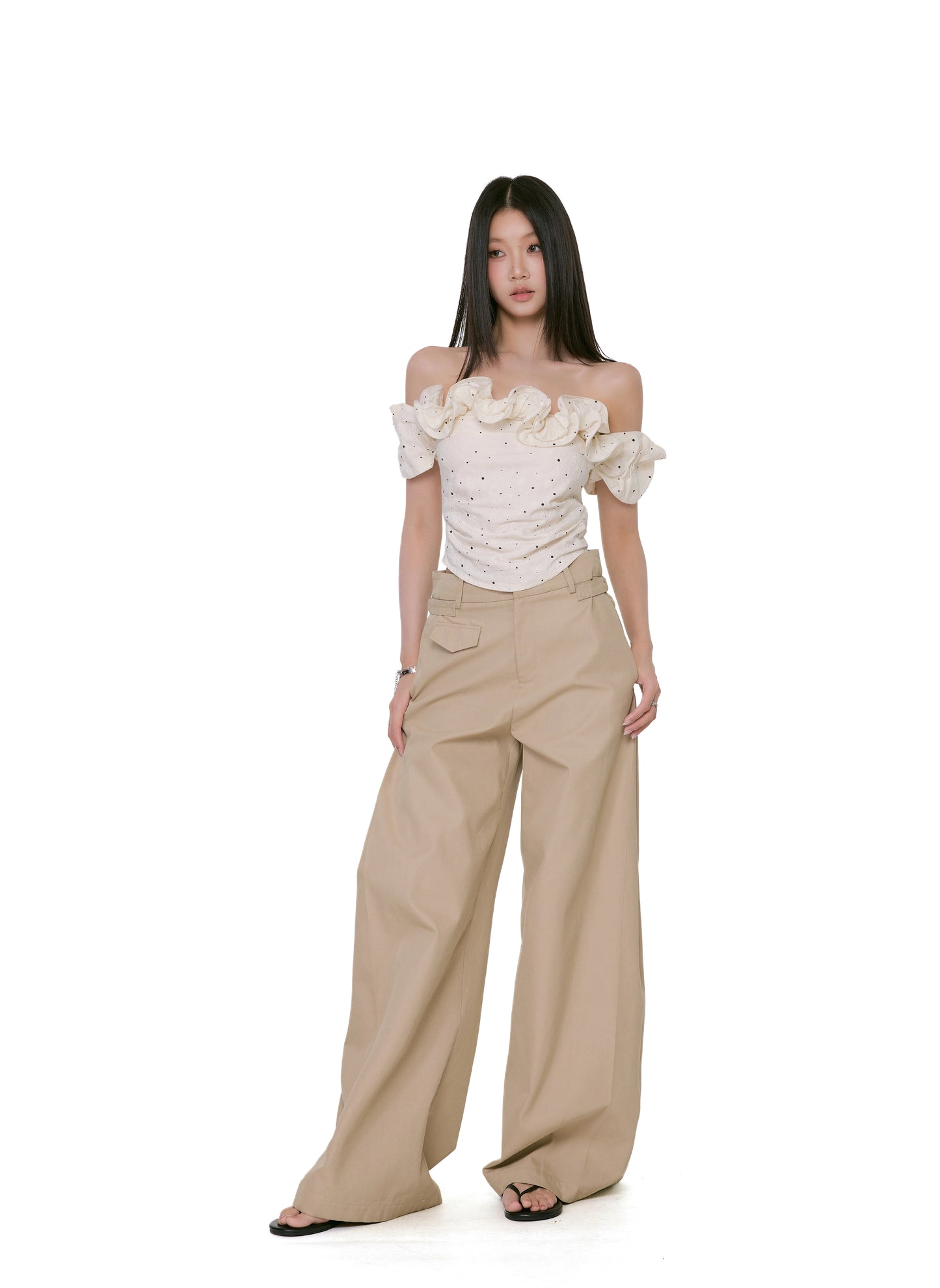 Sofia Ruffle Dot Off-Shoulder Top
