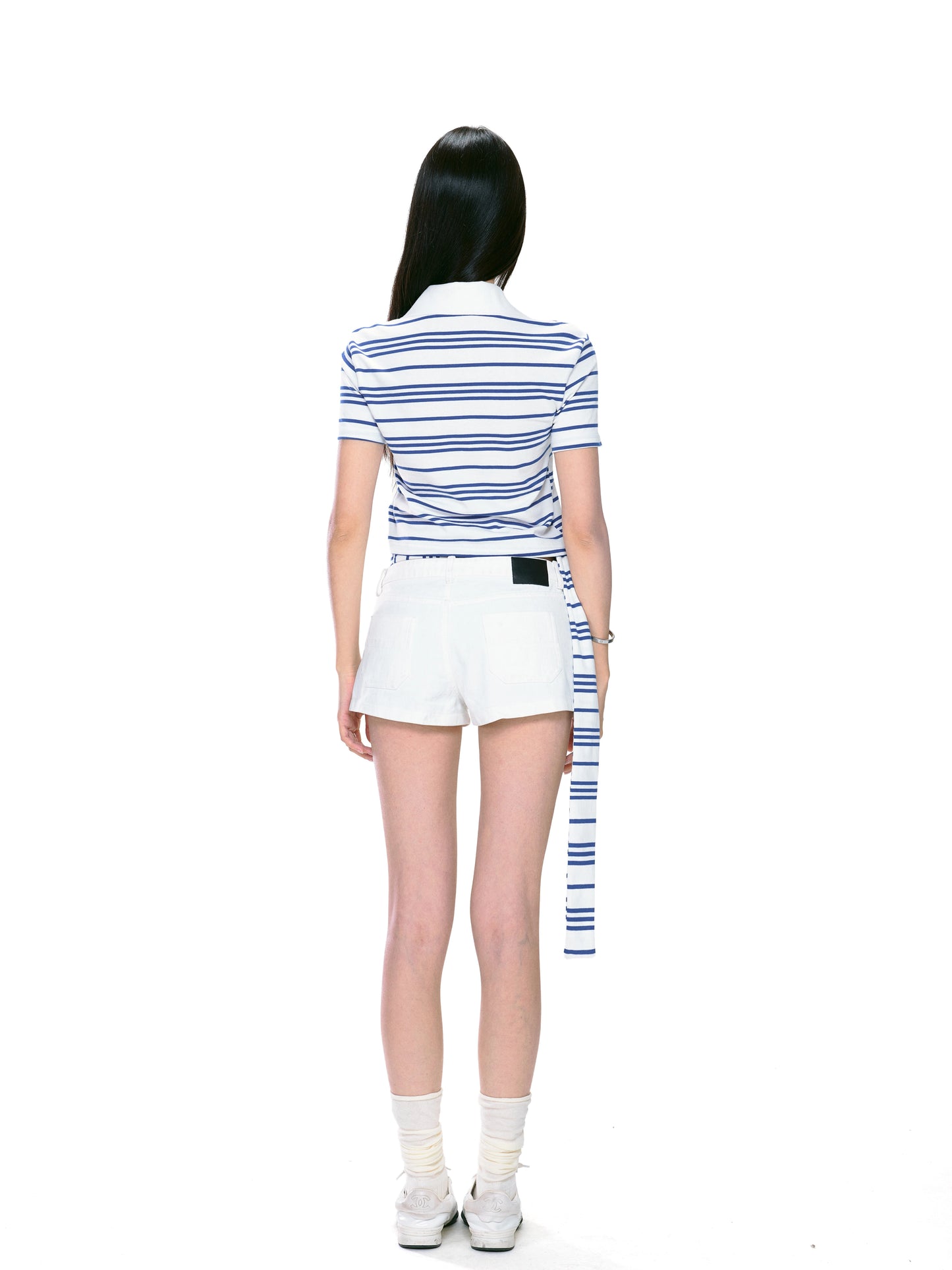 Isla Striped Side-Tie Polo Top