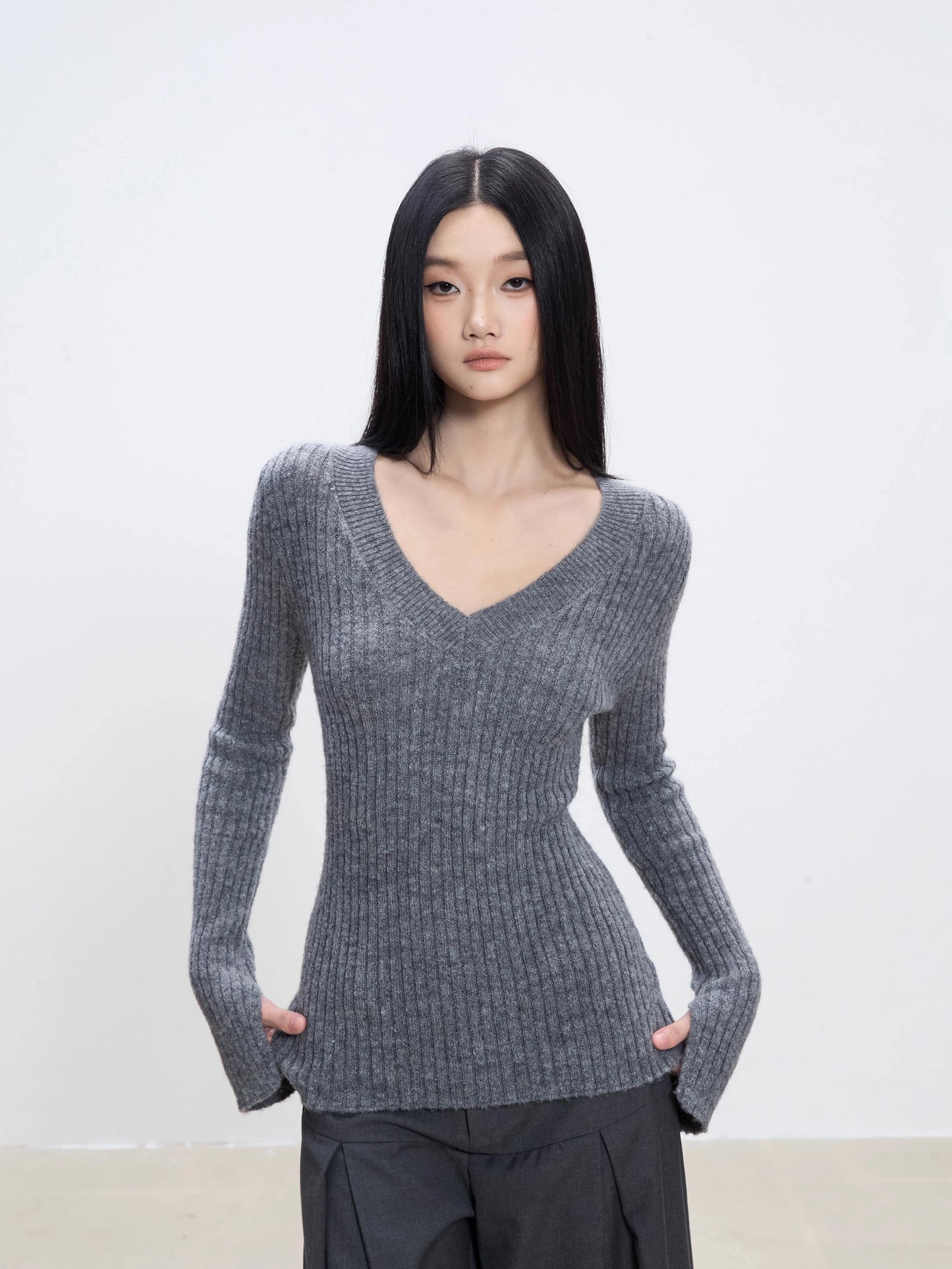 Aira Ribbed V-Neck Sweater