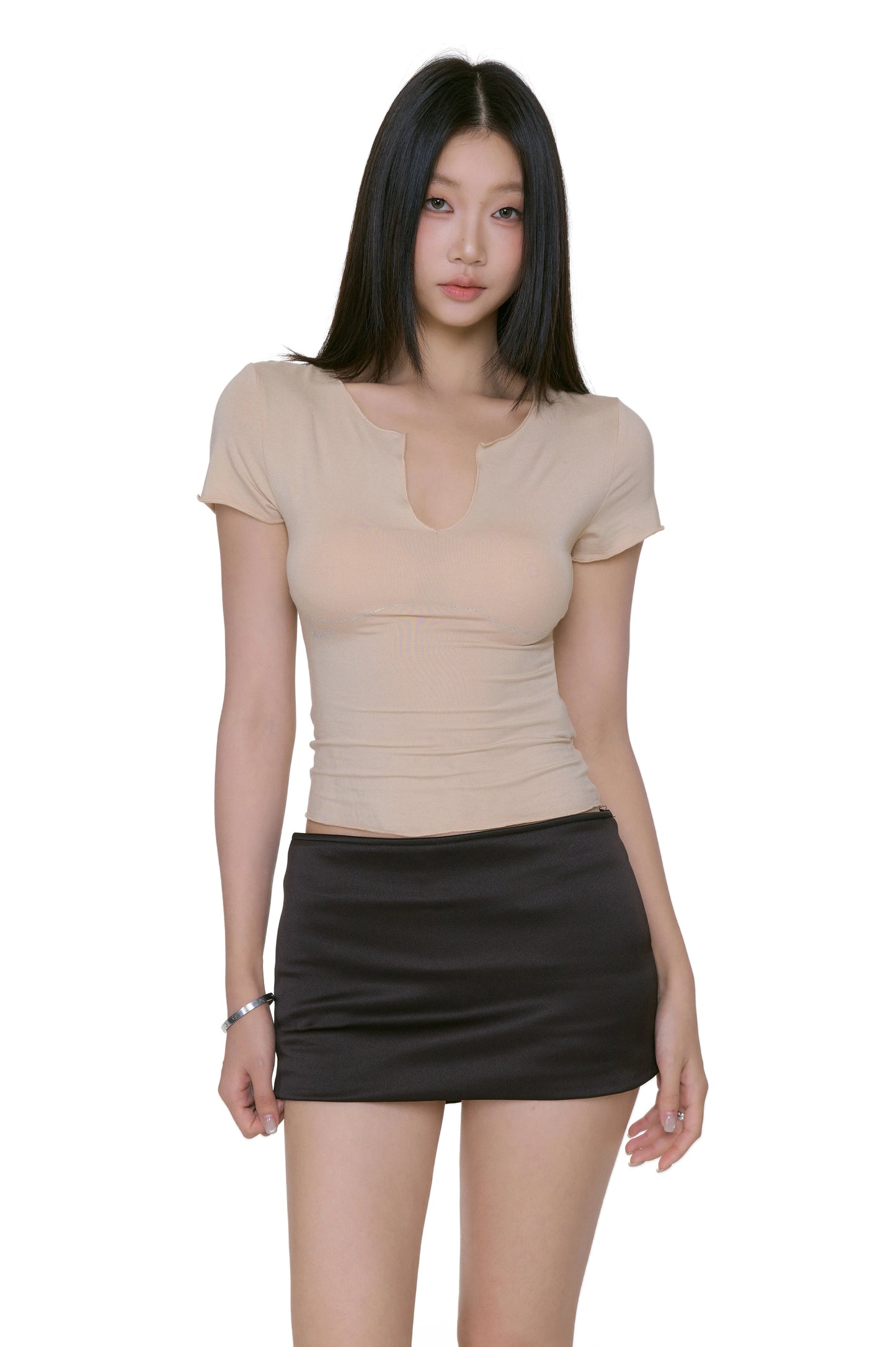 Nia Notch-Neck Fitted Tee