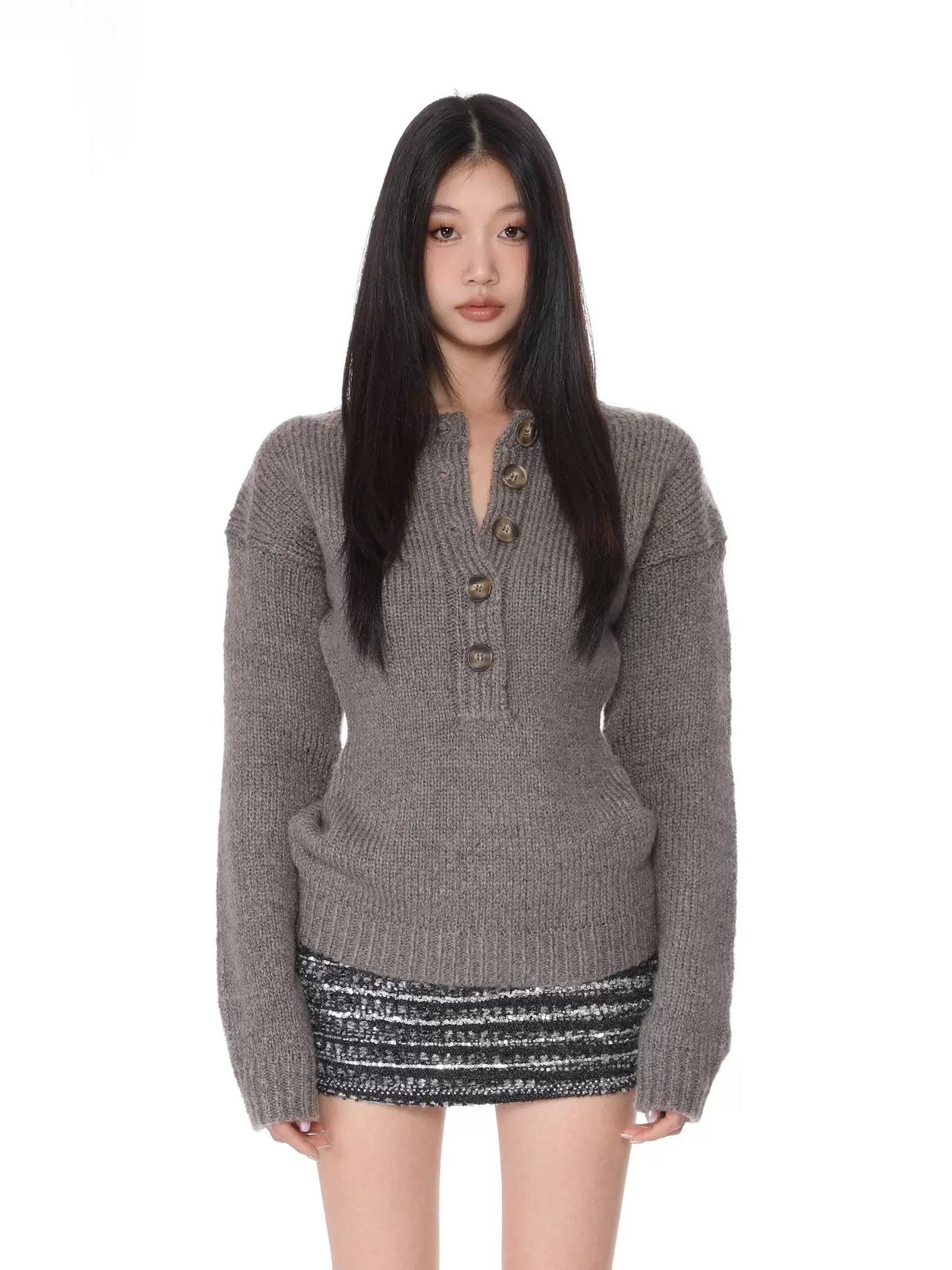 Kaela Buttoned Knit Sweater