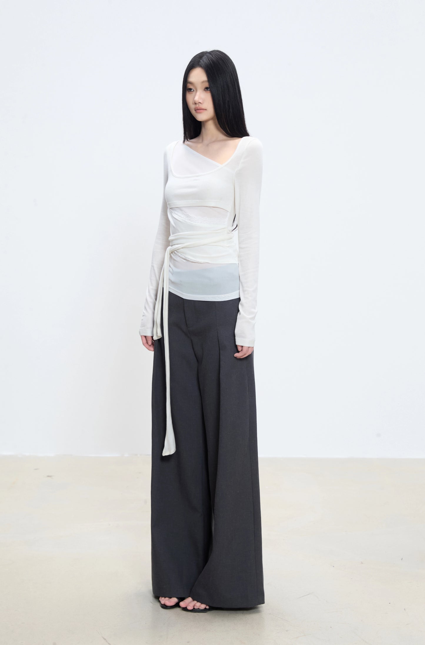 Isola Asymmetrical Wrap Long Sleeve Top