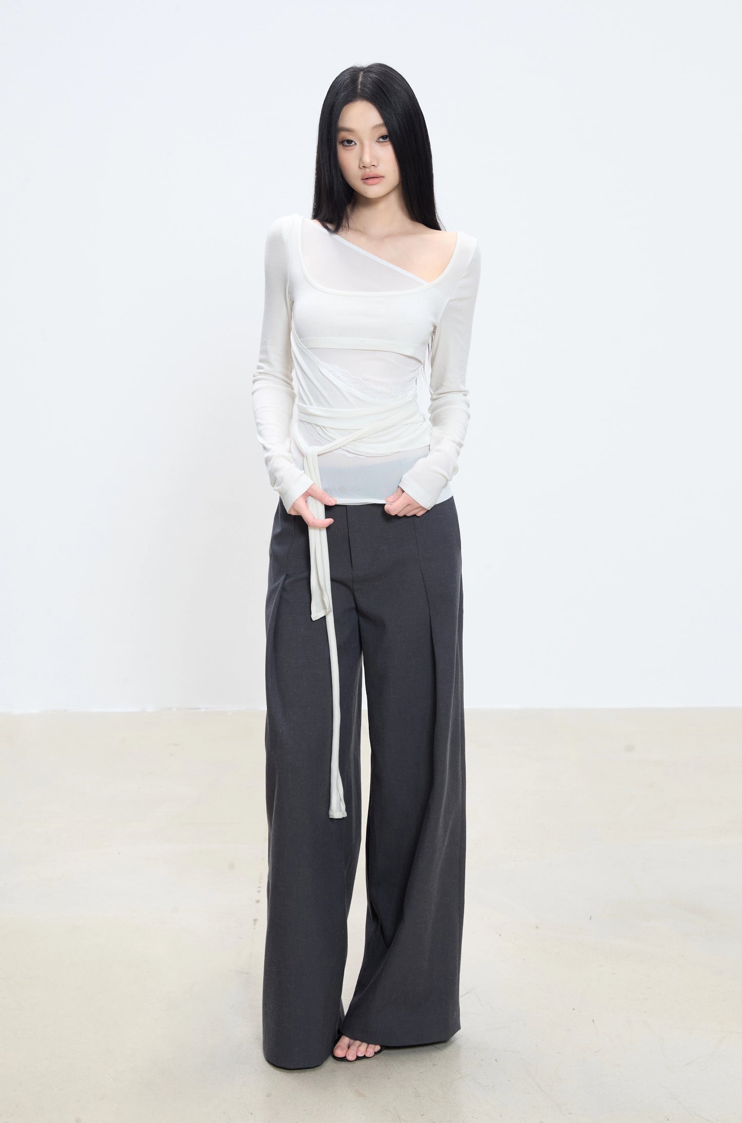Isola Asymmetrical Wrap Long Sleeve Top