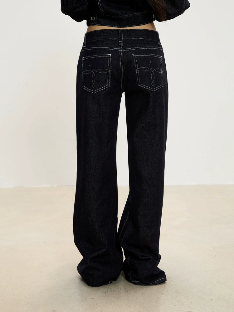 Elara Dark Indigo Wide-Leg Jeans