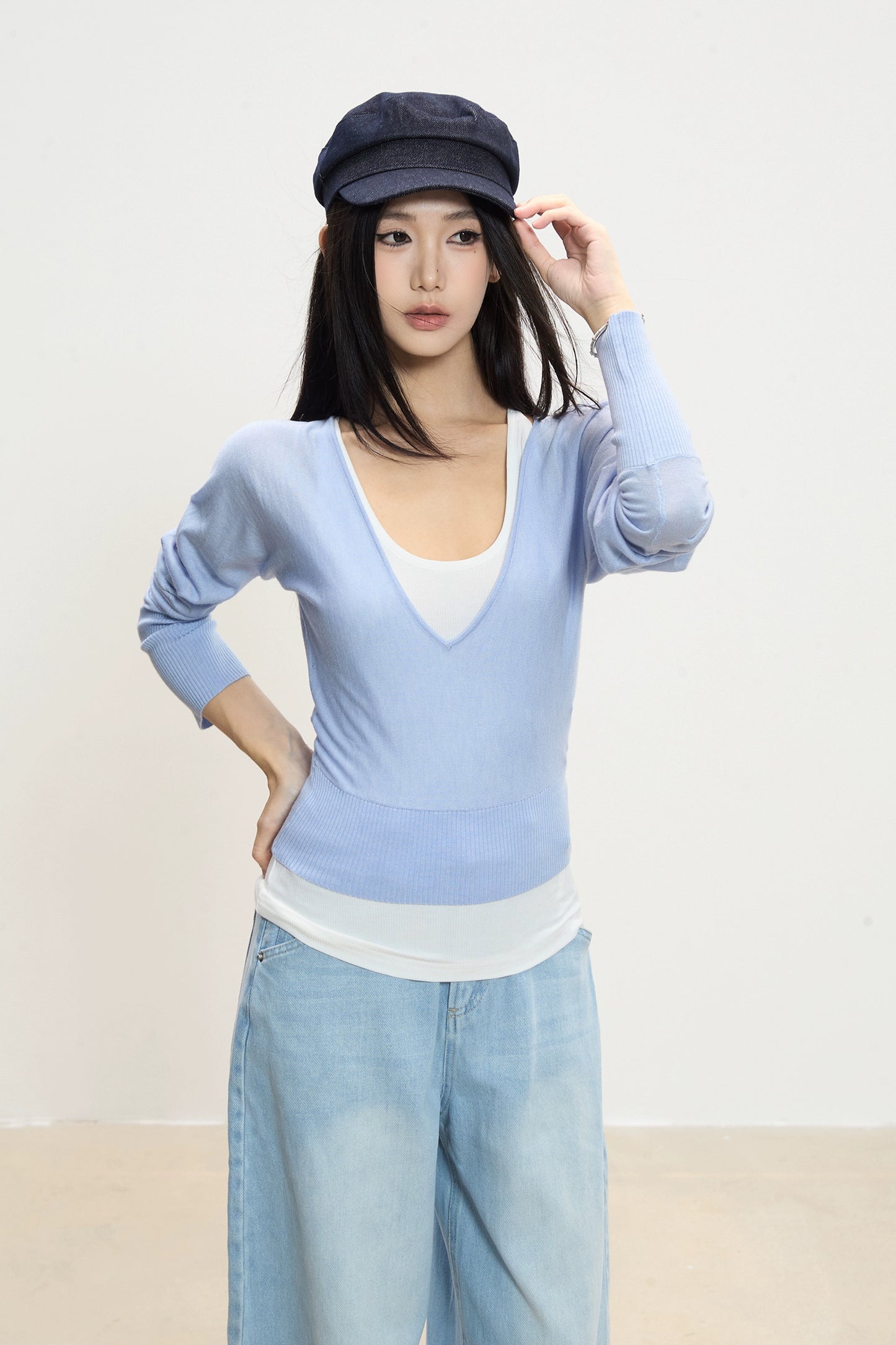 Luna Deep V-Neck Knit Top