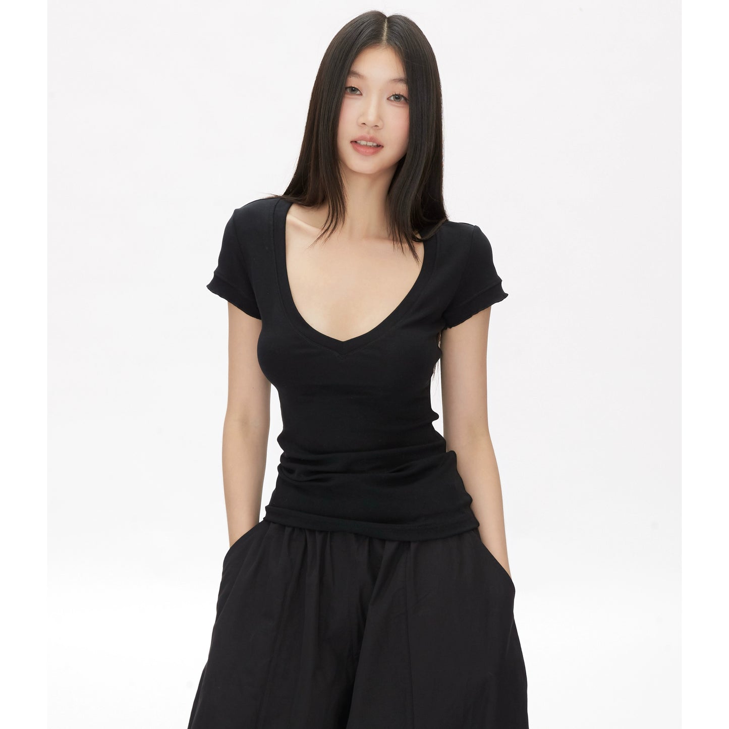 Alina Deep Scoop Short Sleeve Top