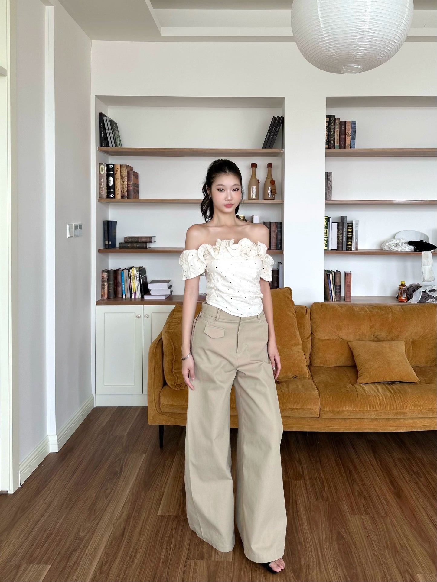 Sofia Ruffle Dot Off-Shoulder Top