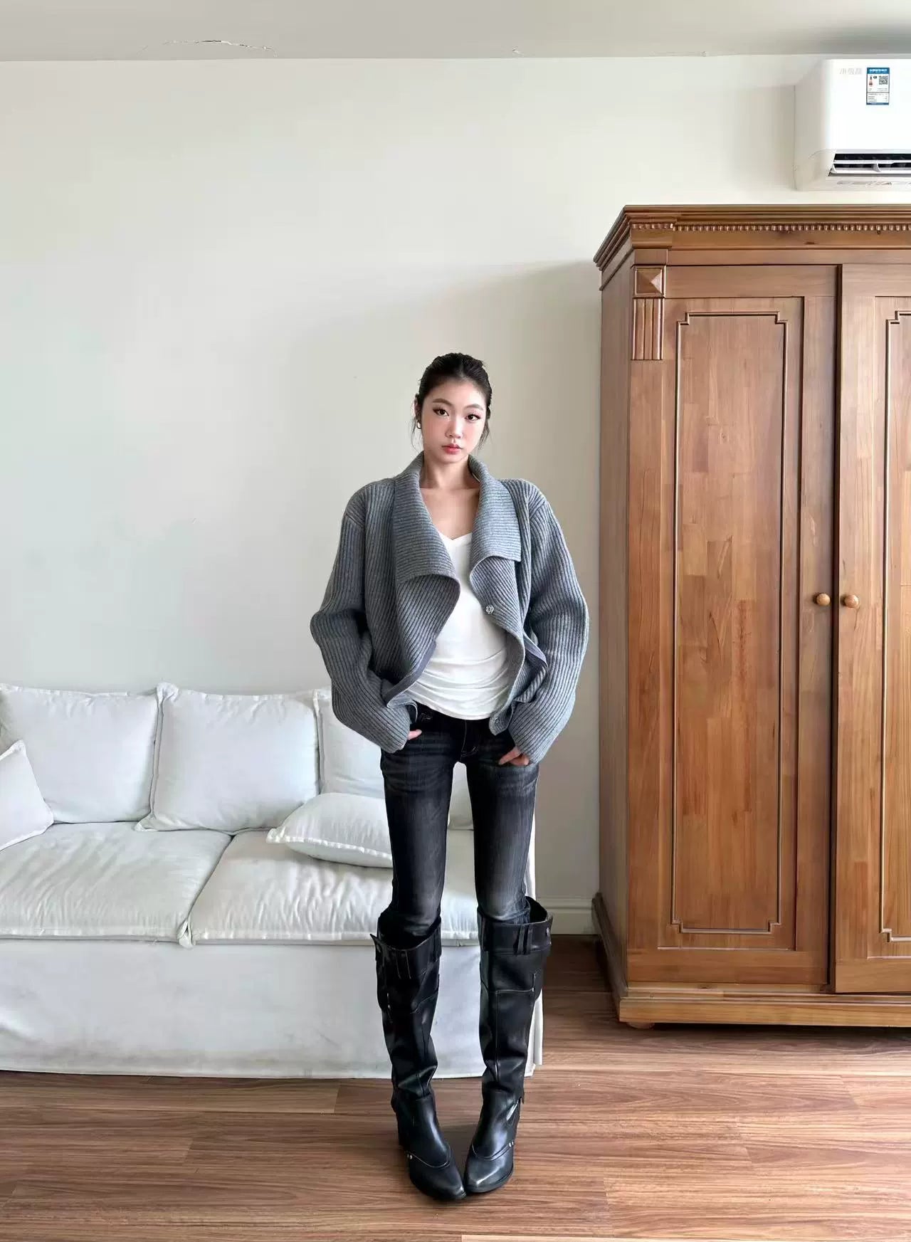 Arden Zip Front Knit Cardigan
