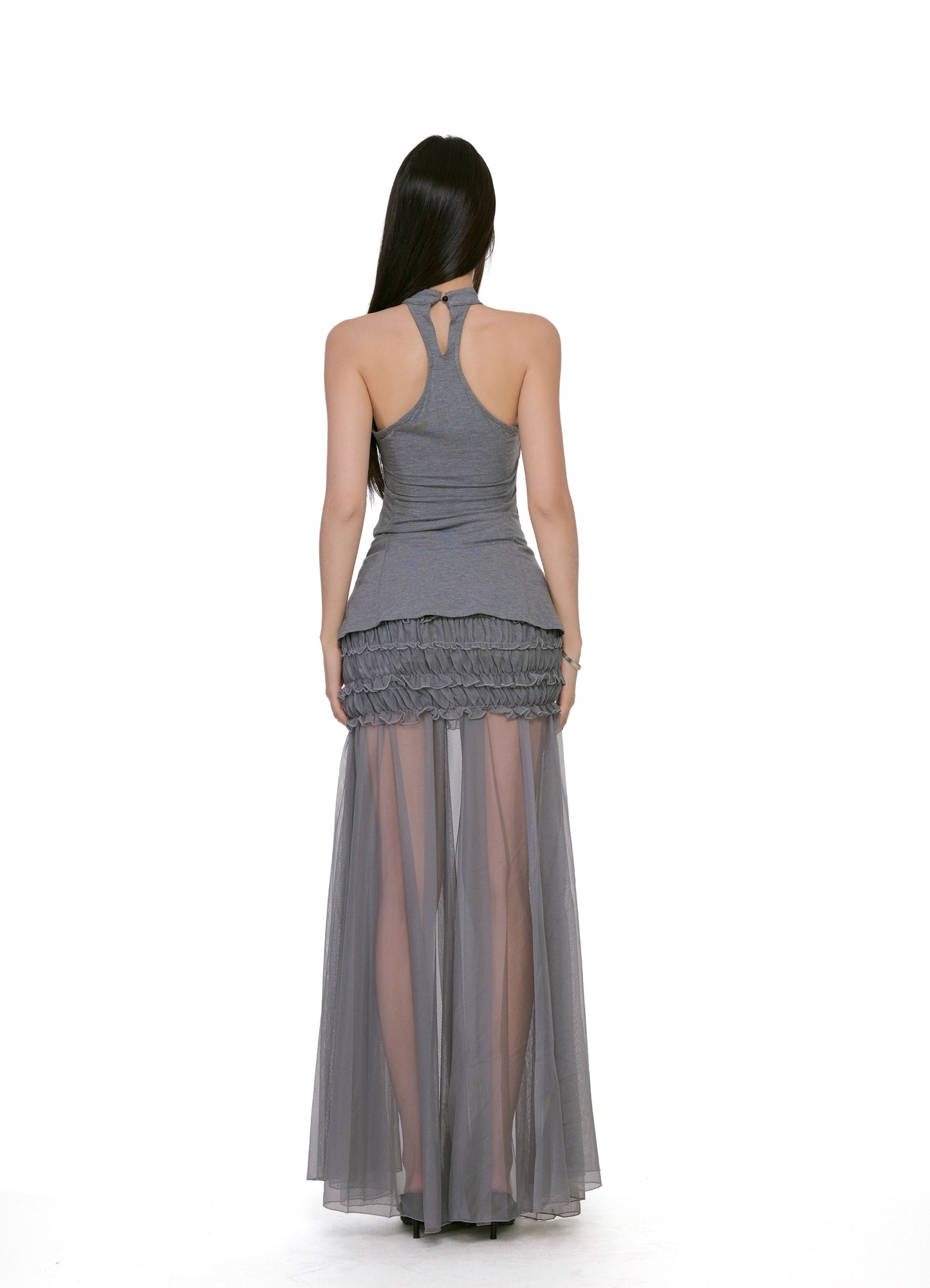 Elira Sheer Ruched Maxi Dress