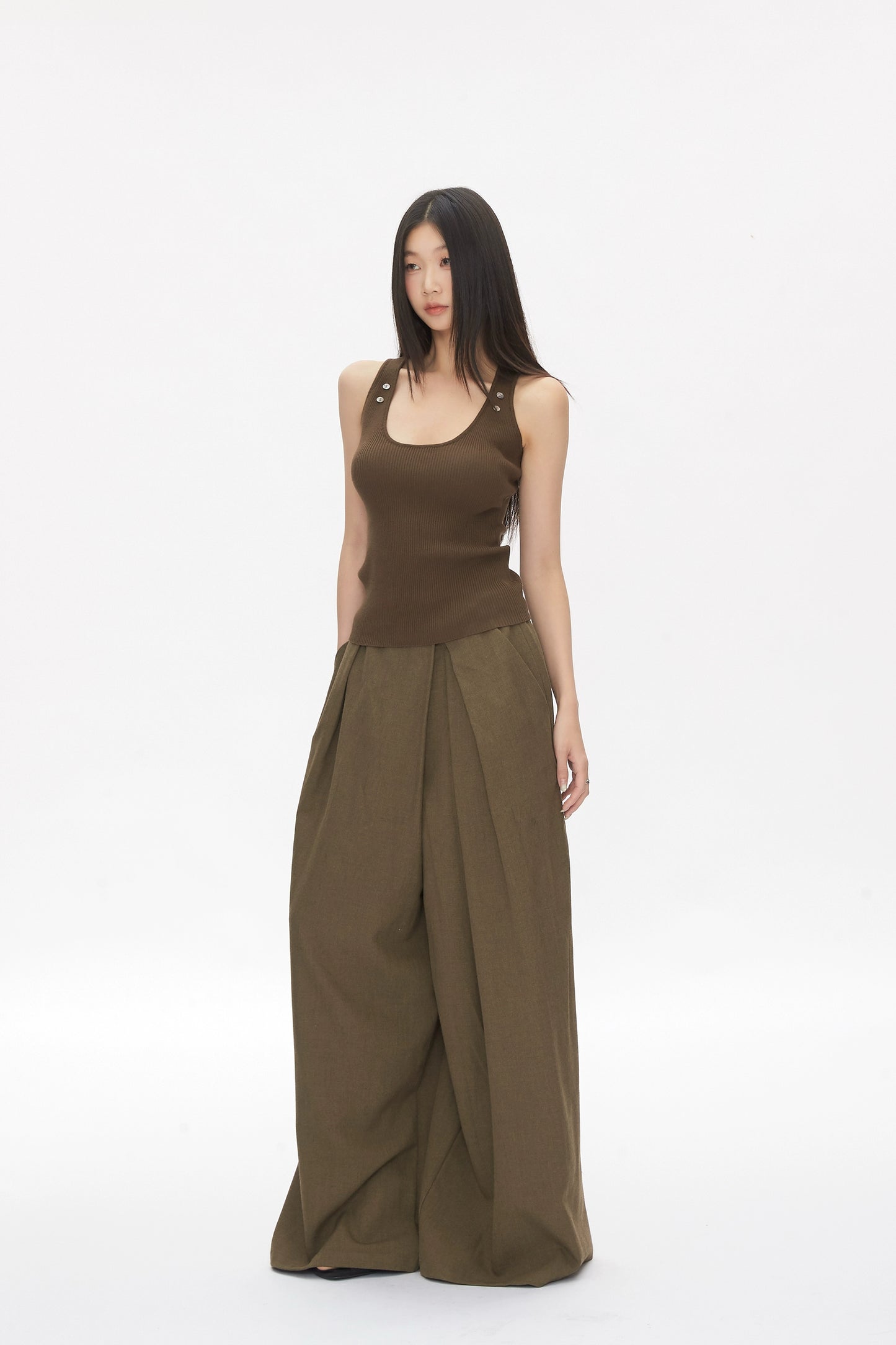 Kael Ribbed Button Tank