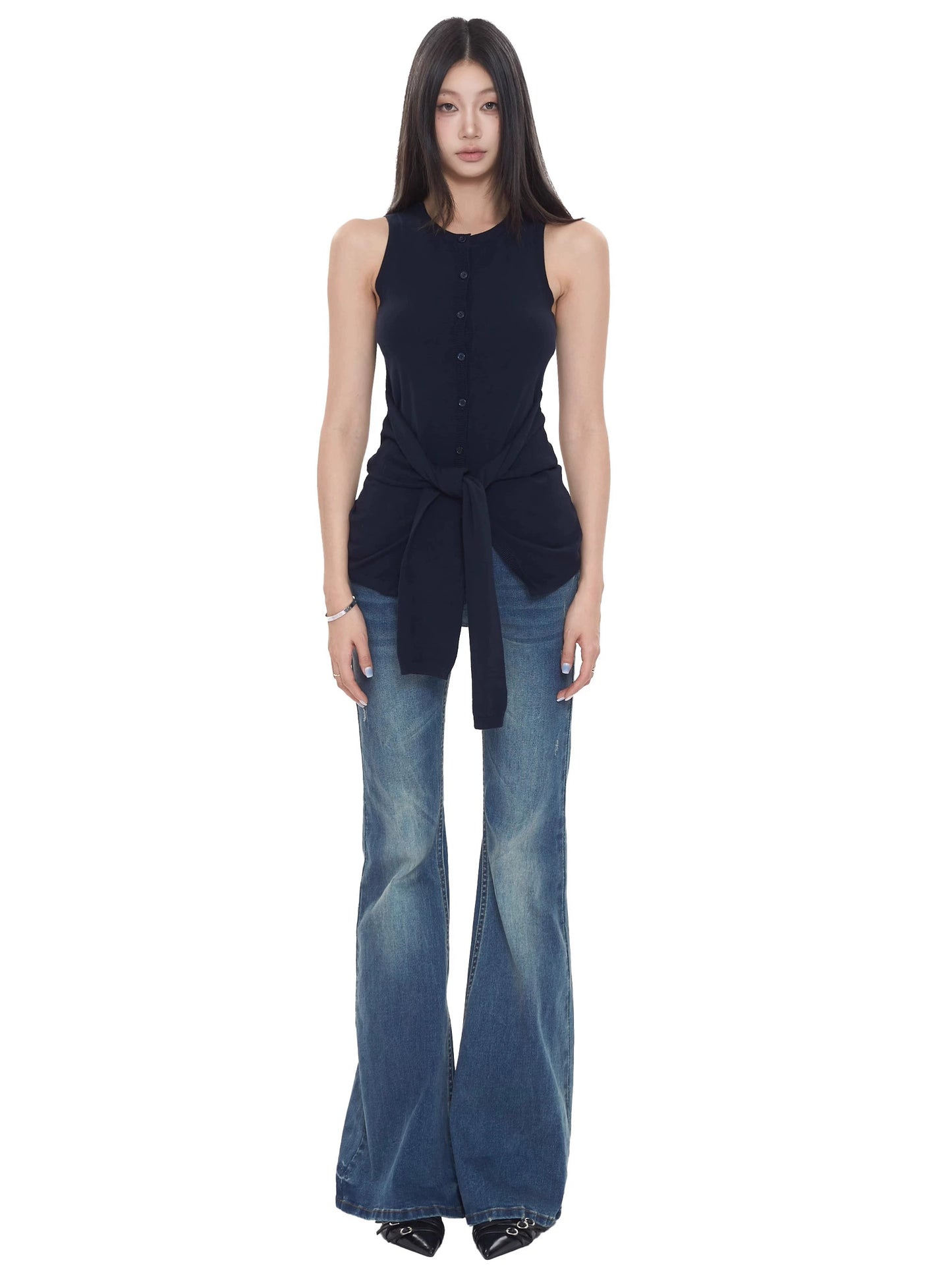 Rhea Front-Tie Sleeveless Top