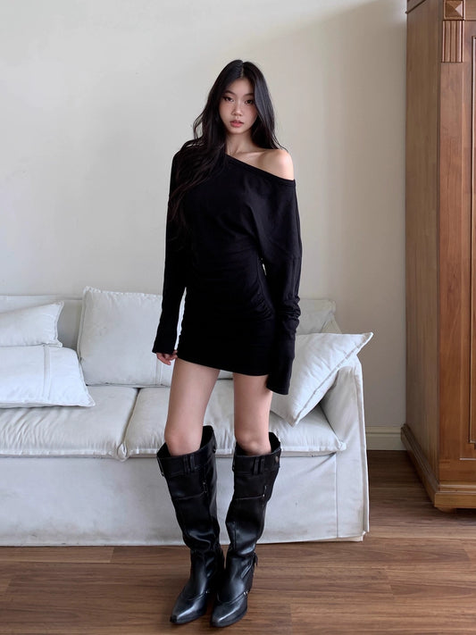 Ava Off-Shoulder Knit Mini Dress