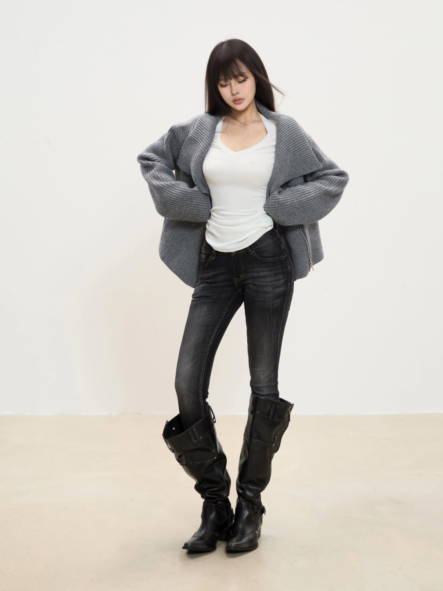 Arden Zip Front Knit Cardigan