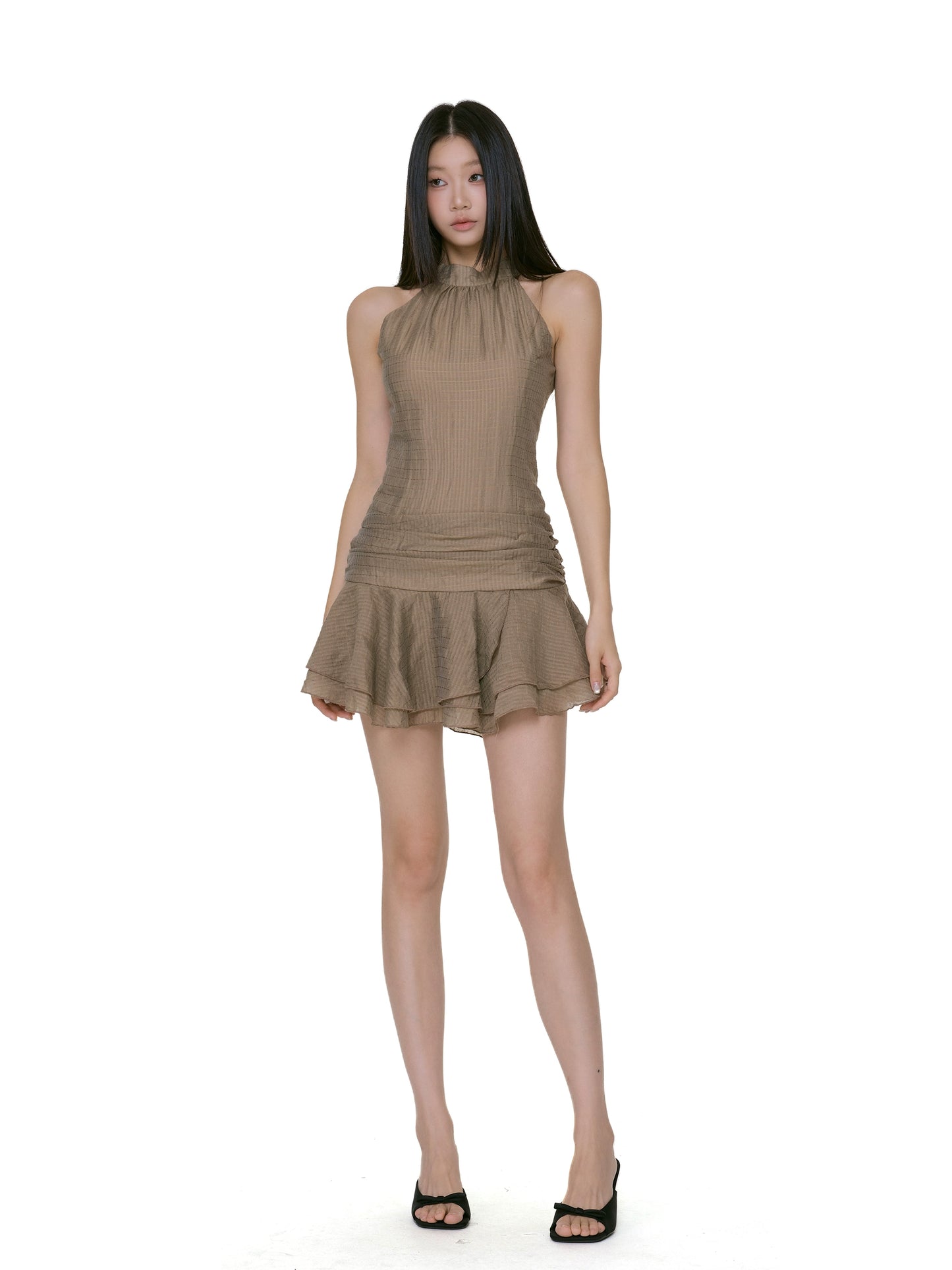 Lina Ruffled Halter Dress