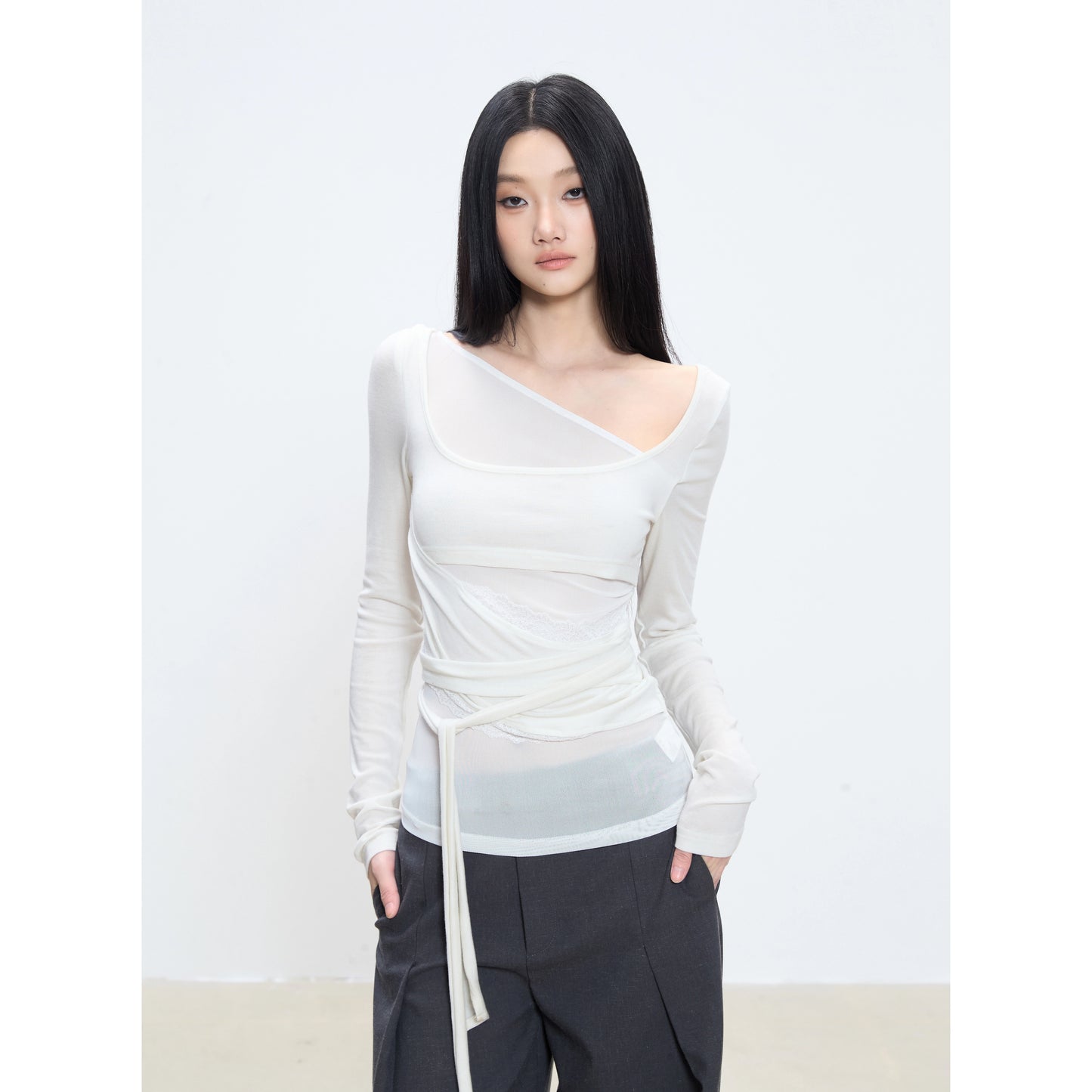 Isola Asymmetrical Wrap Long Sleeve Top