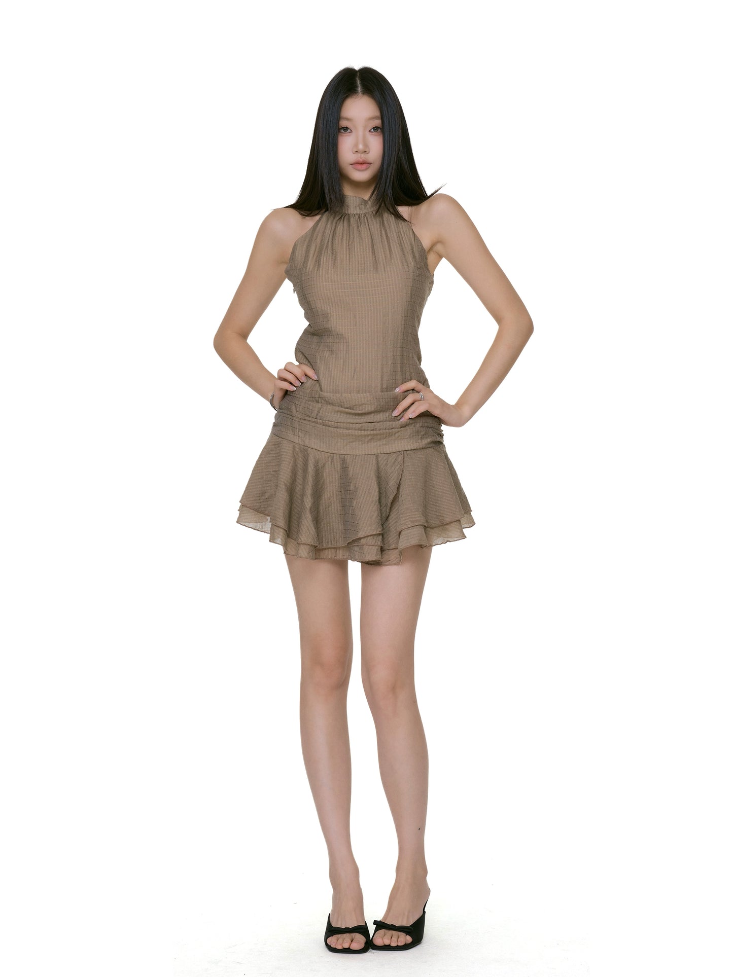 Lina Ruffled Halter Dress