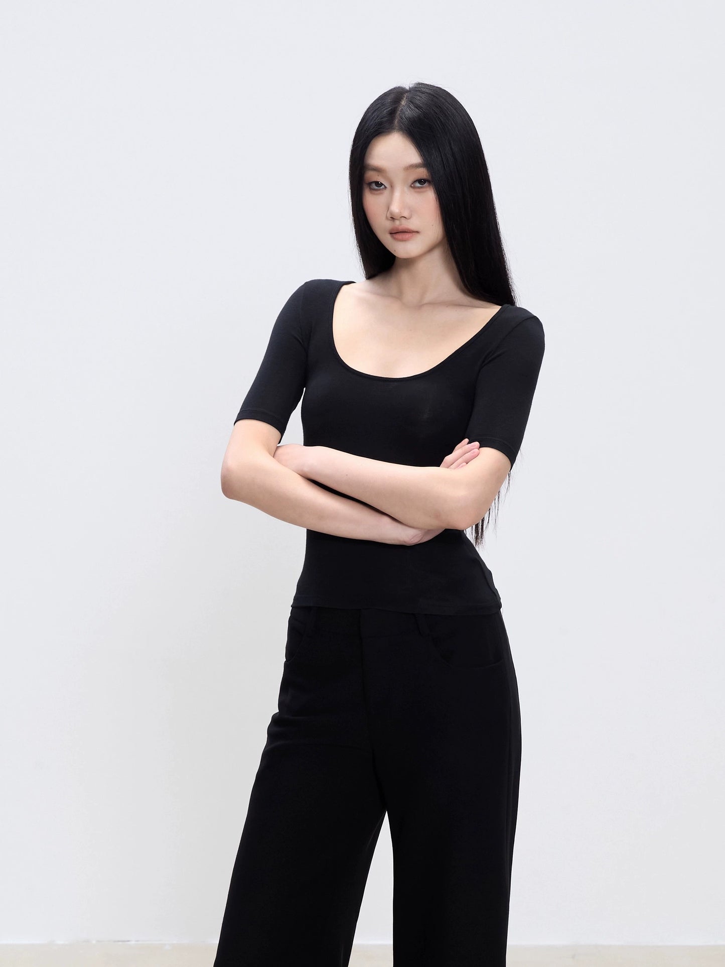 Arden Scoop-Neck Fitted Tee