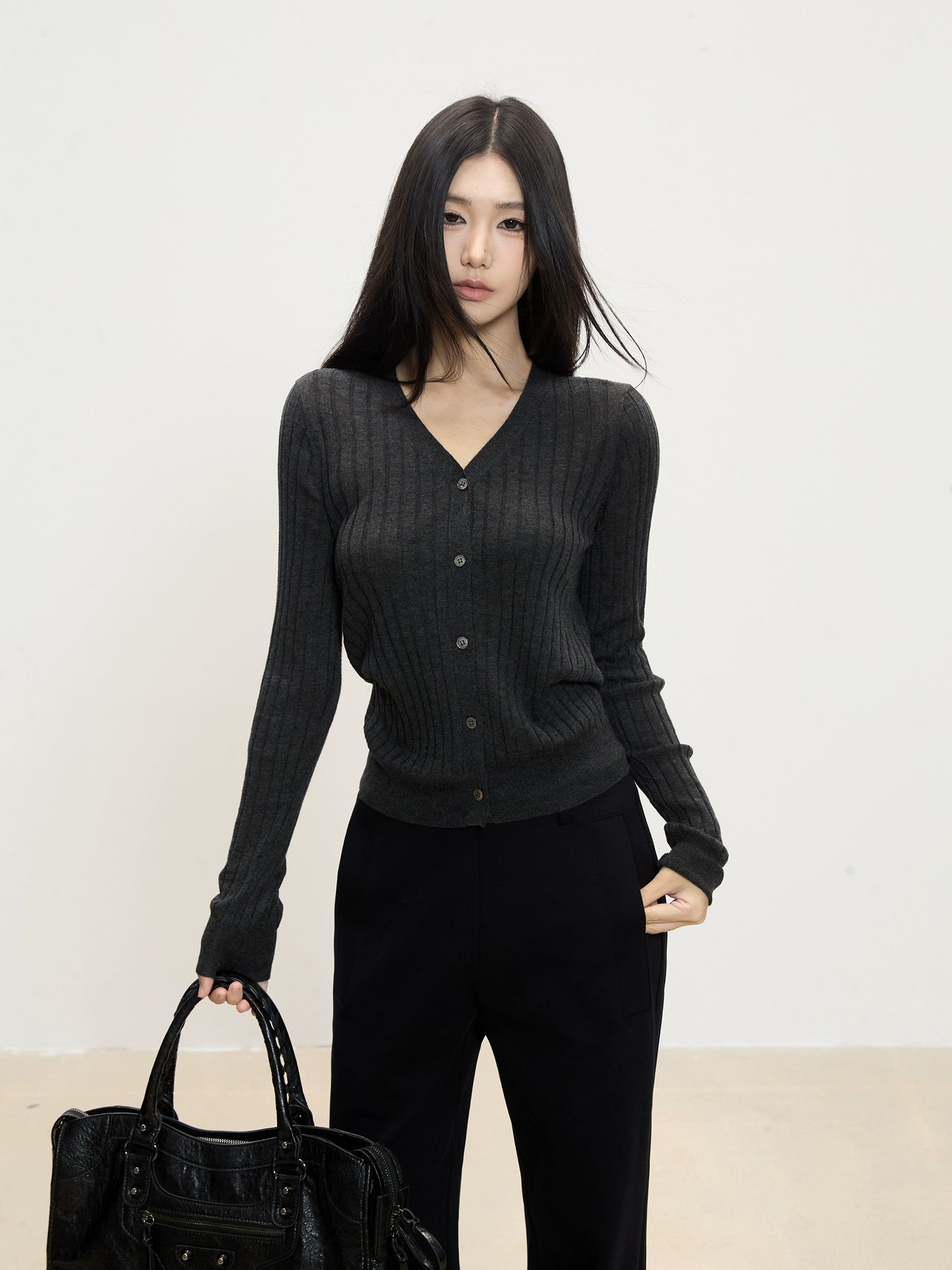 Soraya Ribbed Button Cardigan