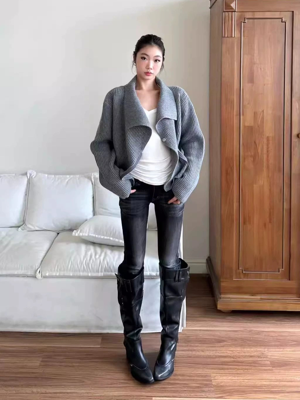 Arden Zip Front Knit Cardigan