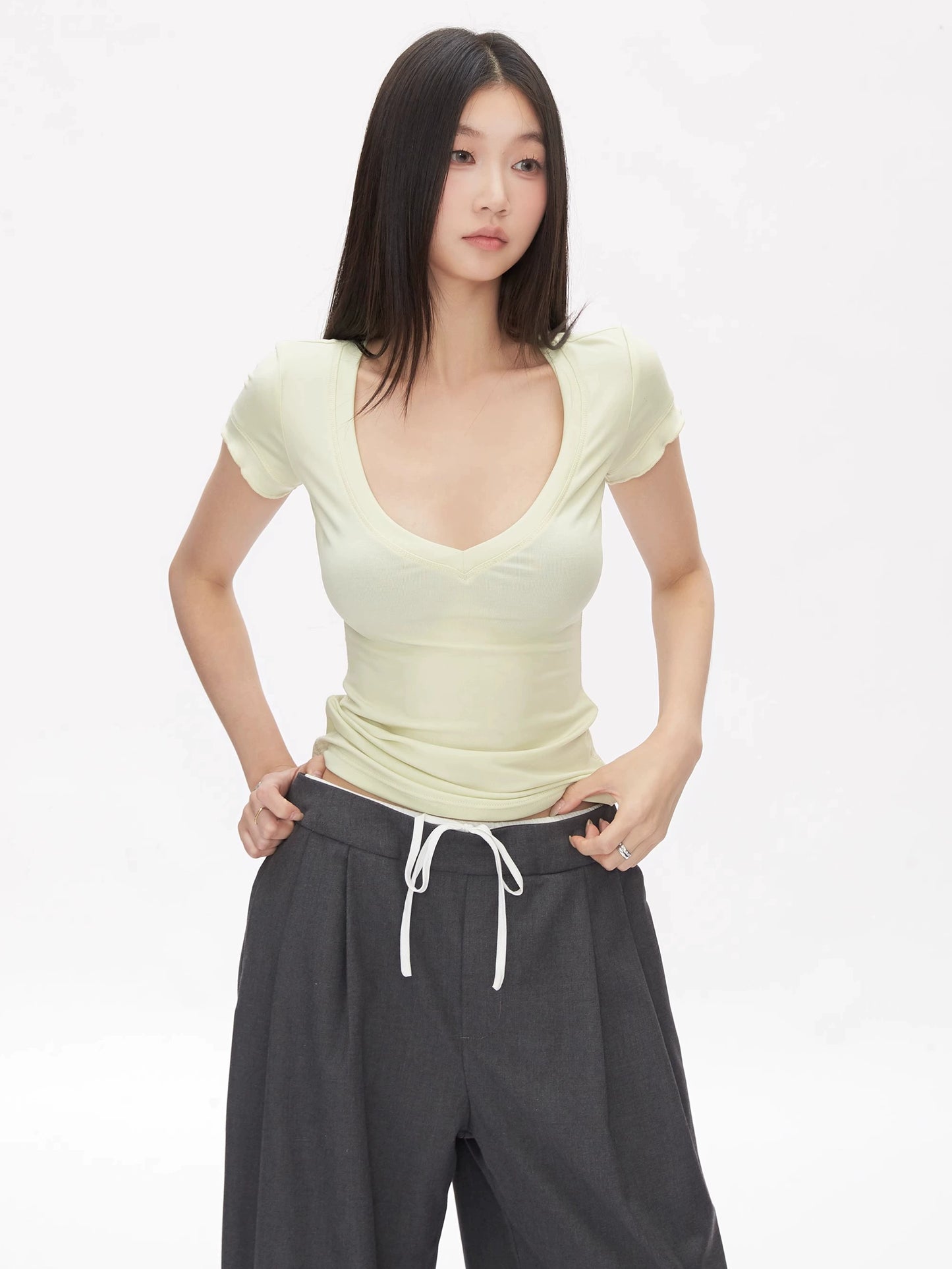 Alina Deep Scoop Short Sleeve Top