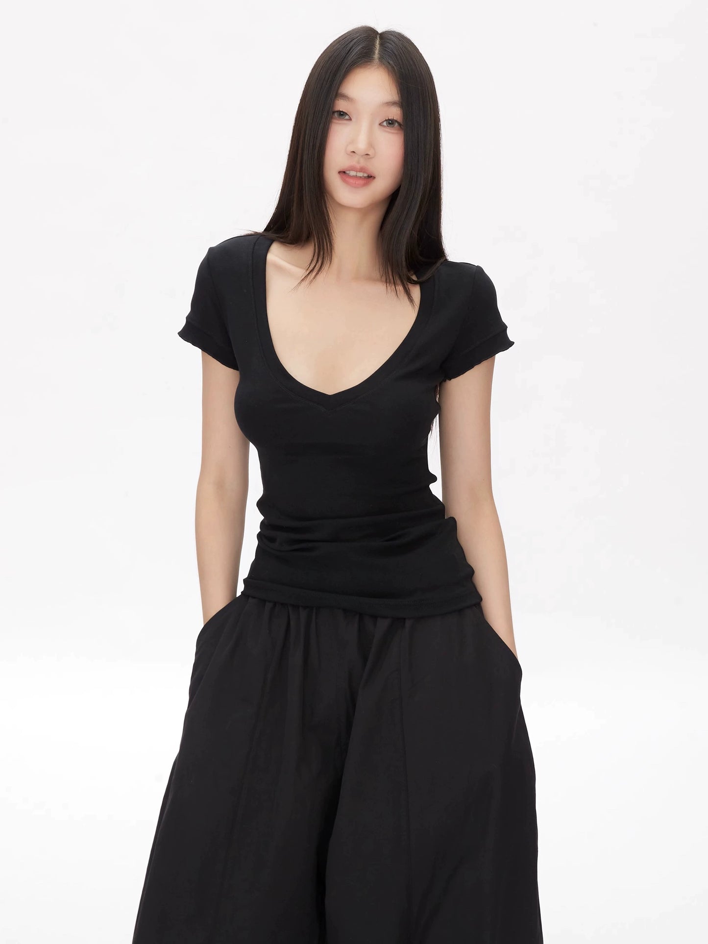 Alina Deep Scoop Short Sleeve Top
