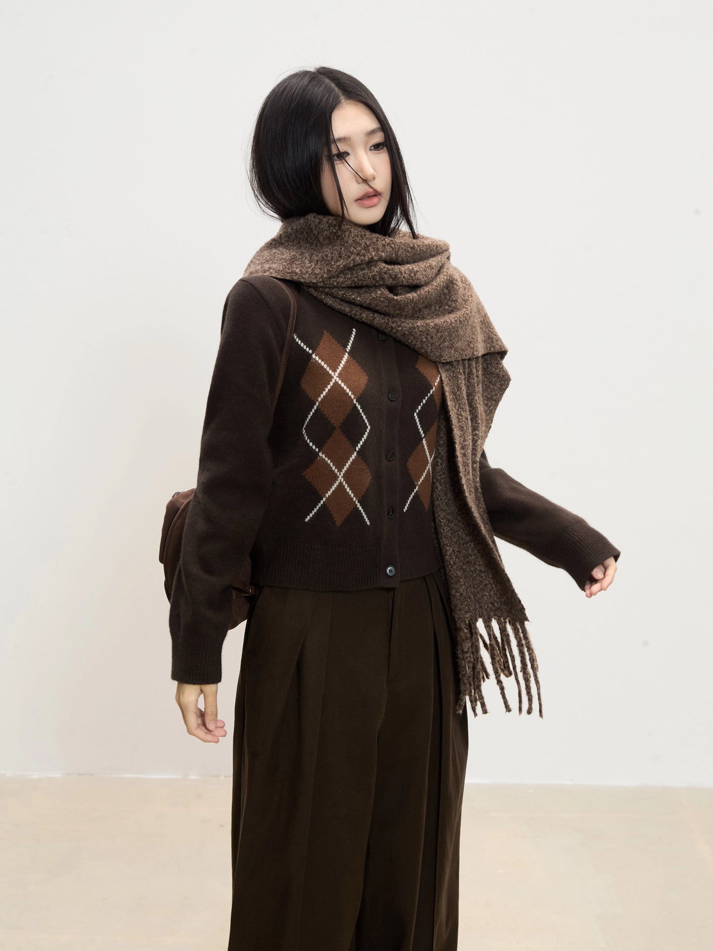 Argyle Knit Cardigan