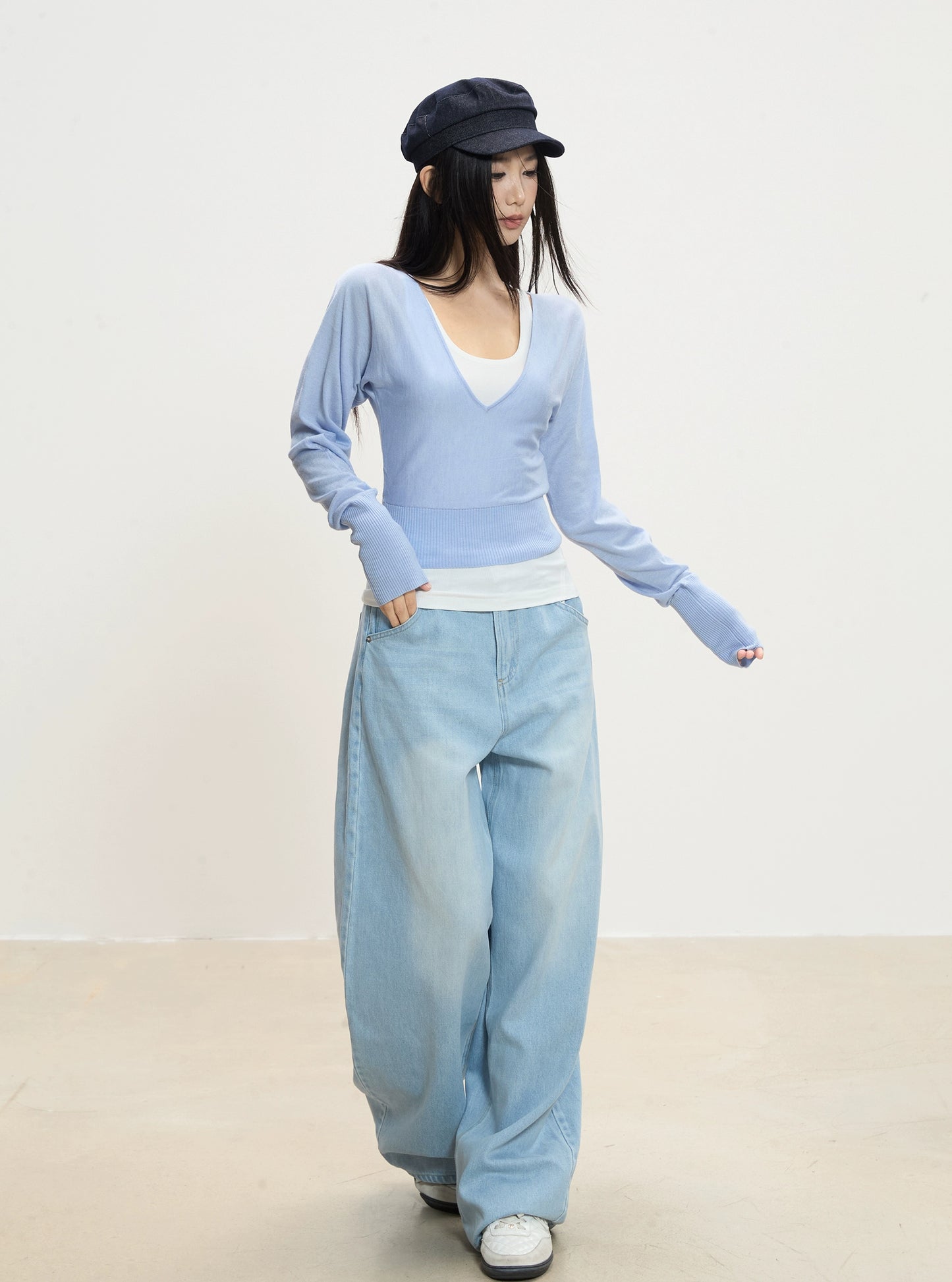 Luna Deep V-Neck Knit Top