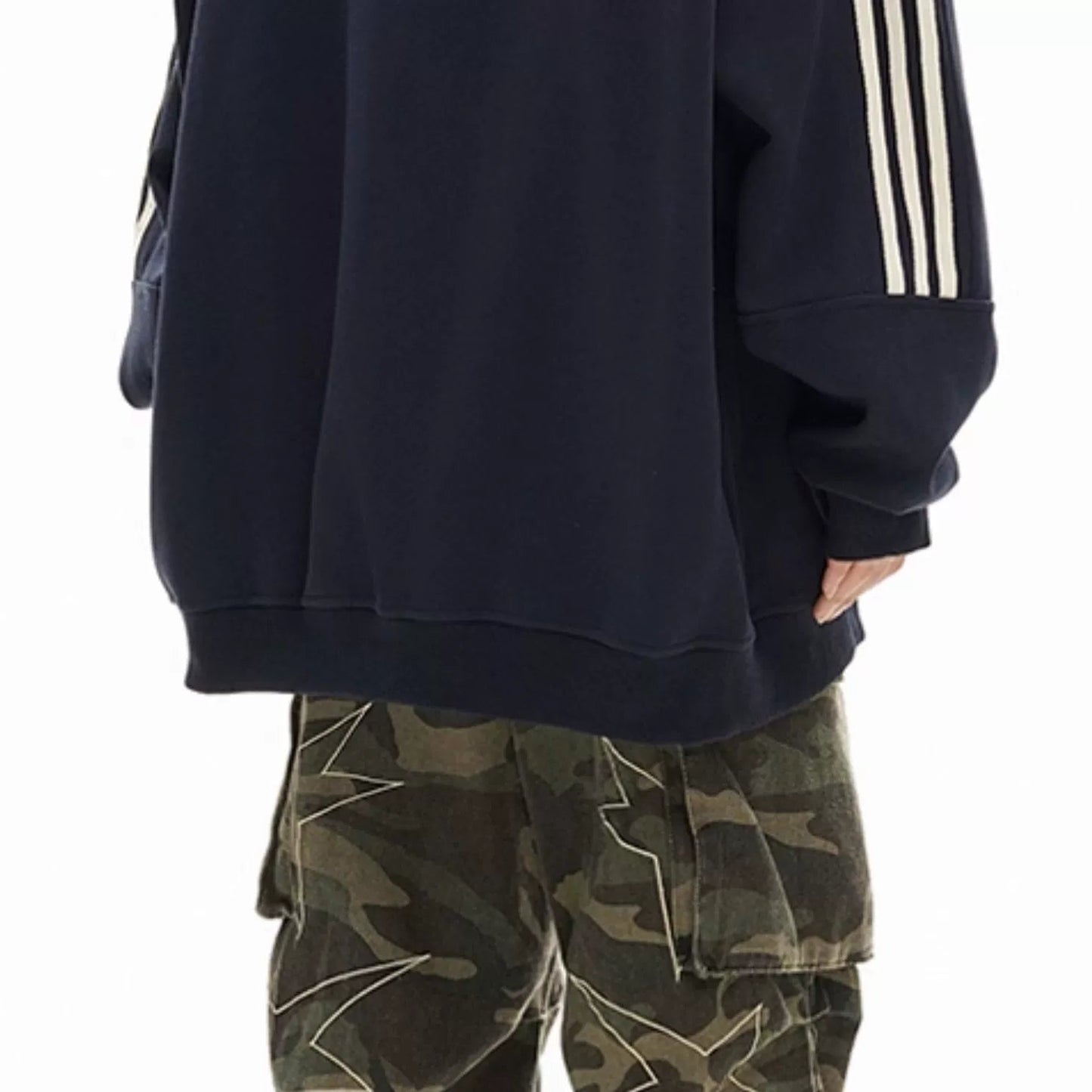 Aster Oversized Triple-Stripe Zip Hoodie
