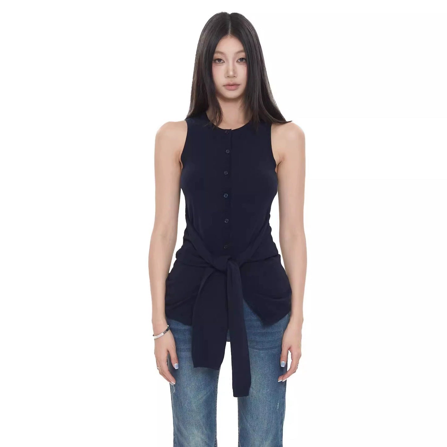 Rhea Front-Tie Sleeveless Top